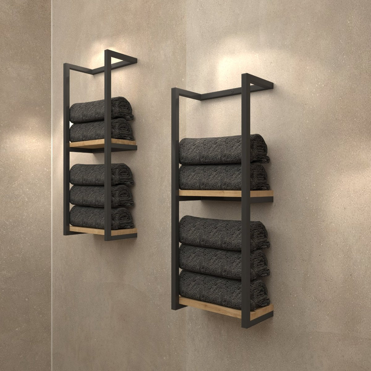 black and modern bathroom storage