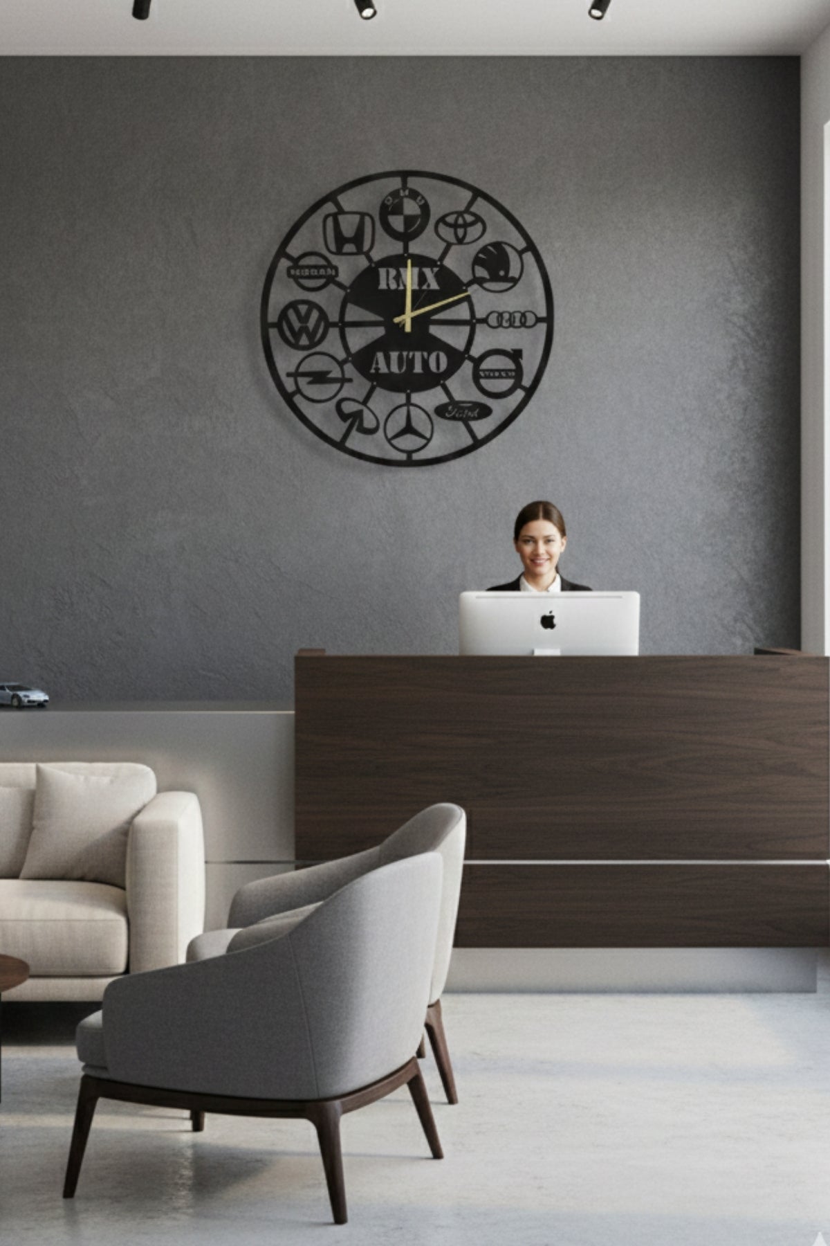 Kişiye Özel Lazer Kesim Metal Saat - Galeri ve Servis Duvar Süslemesi