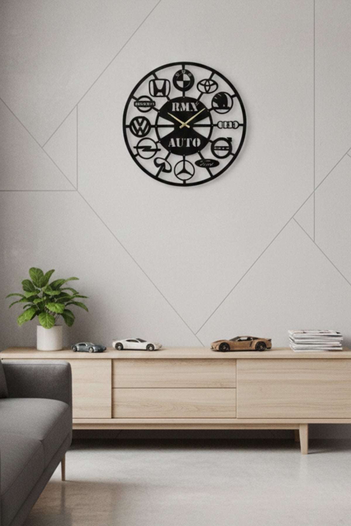 Kişiye Özel Lazer Kesim Metal Saat - Galeri ve Servis Duvar Süslemesi