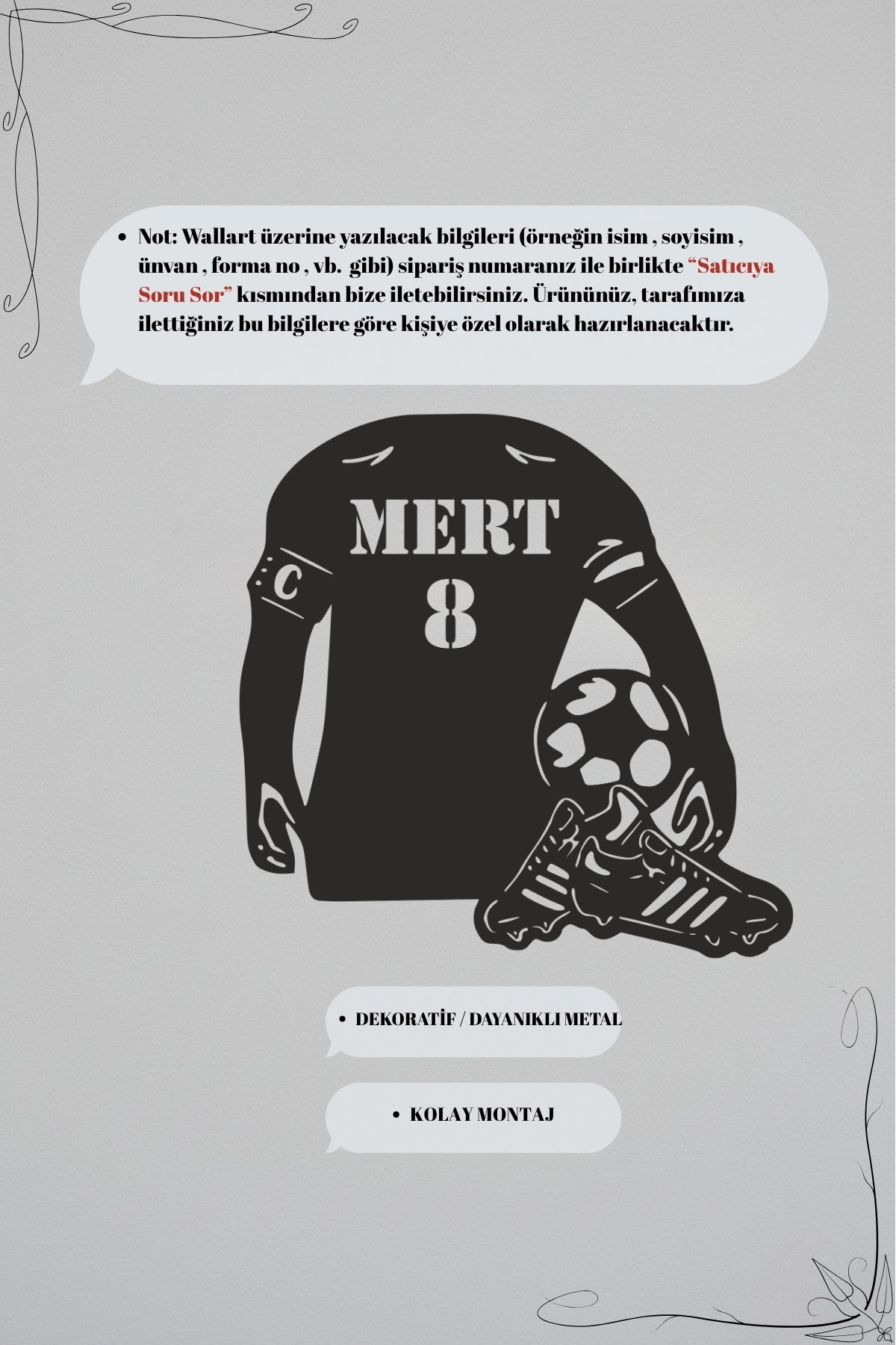 Kişiye Özel İsimli Futbolcu Forması Metal Duvar Tablosu