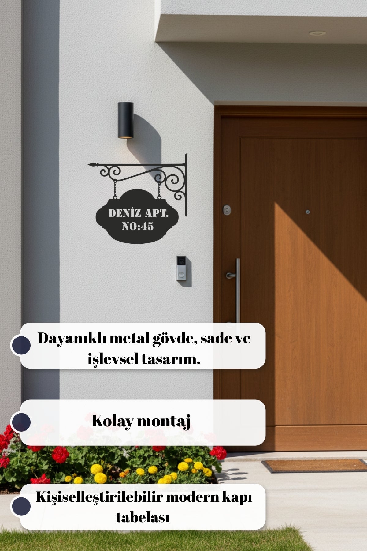 Özel Tasarım Metal Dış Cephe İsimlik – Kişiye Özel Bina Numarası Tabelası