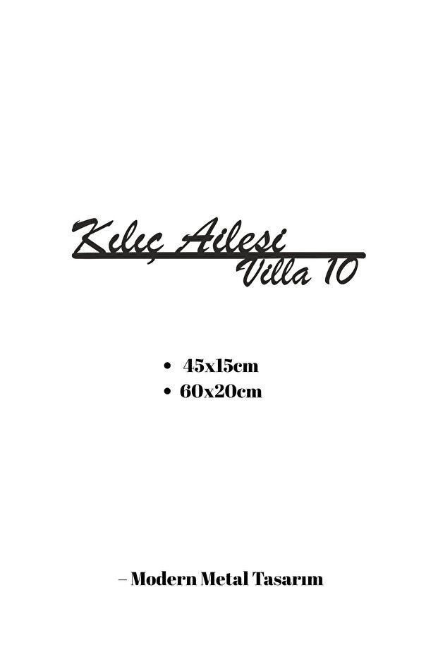 Kişiye Özel Modern Metal Villa İsimliği Ev ve Kapı Numarası Tabelası