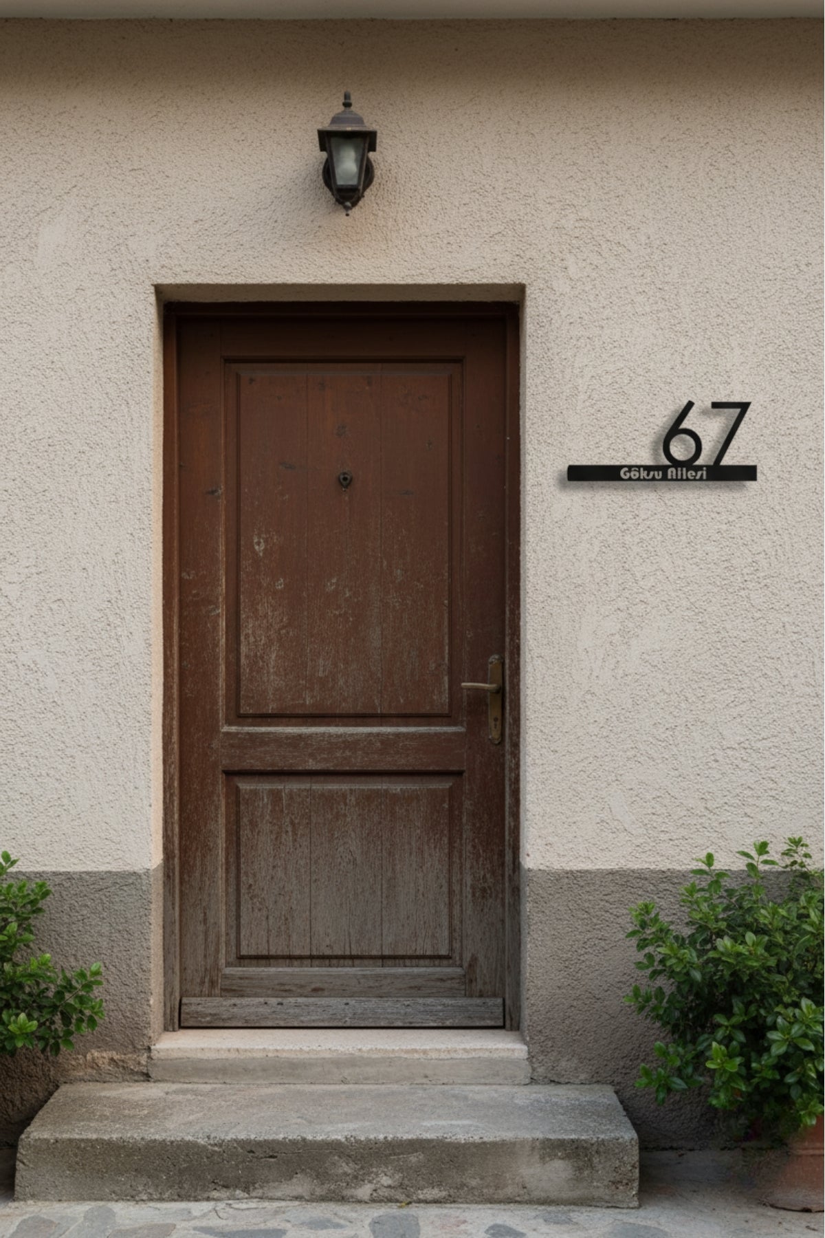 Metal Tasarım Kişiye Özel Kapı Numarası ve Aile İsmi Tabelası