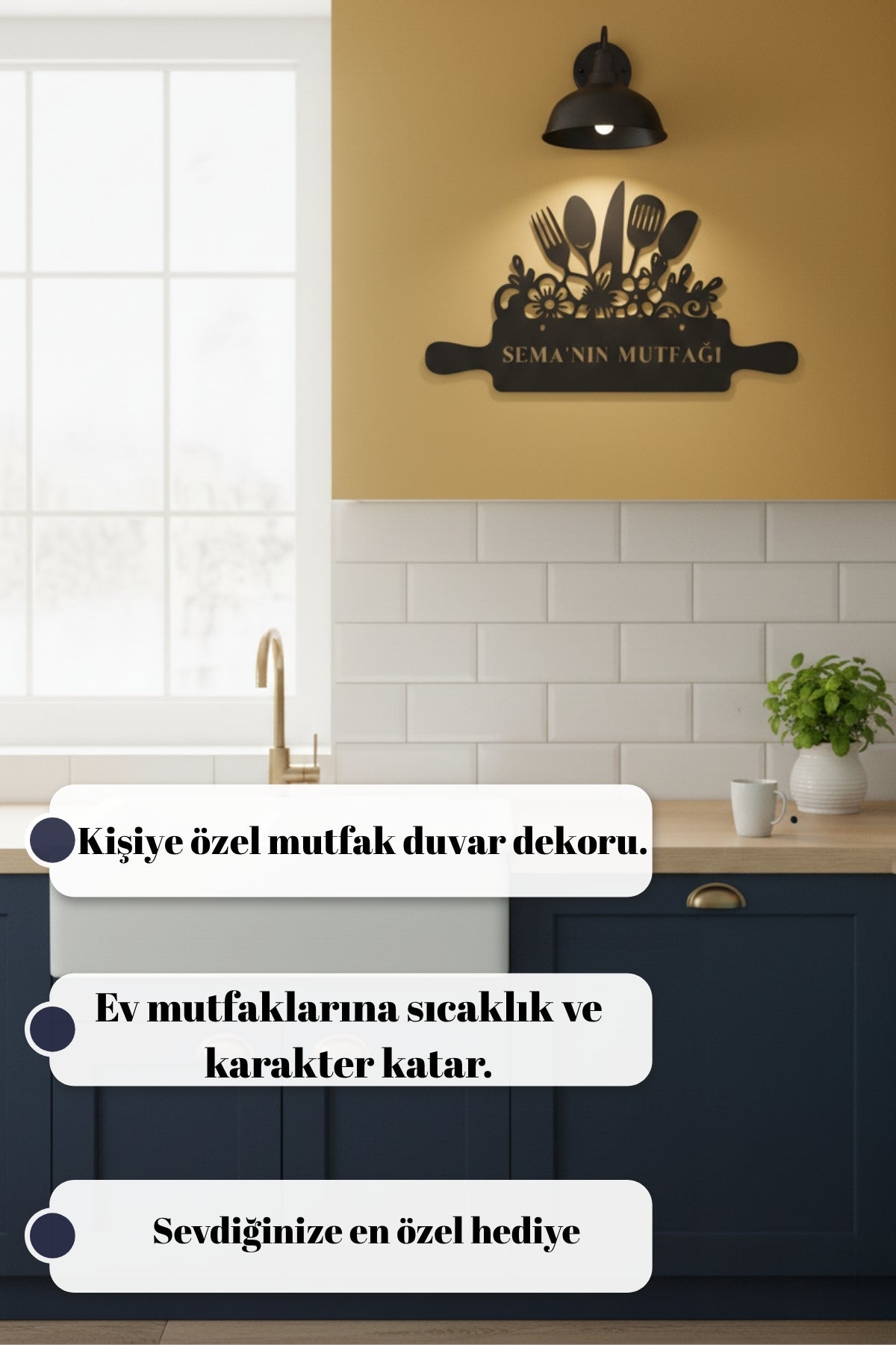 Kişiye Özel İsimli Mutfak Metal Duvar Tablosu