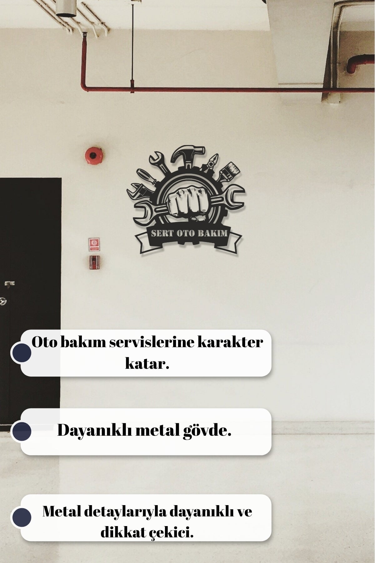 Kişiye Özel Metal Oto Servis Tabelası - Lazer Kesim Duvar Dekoru