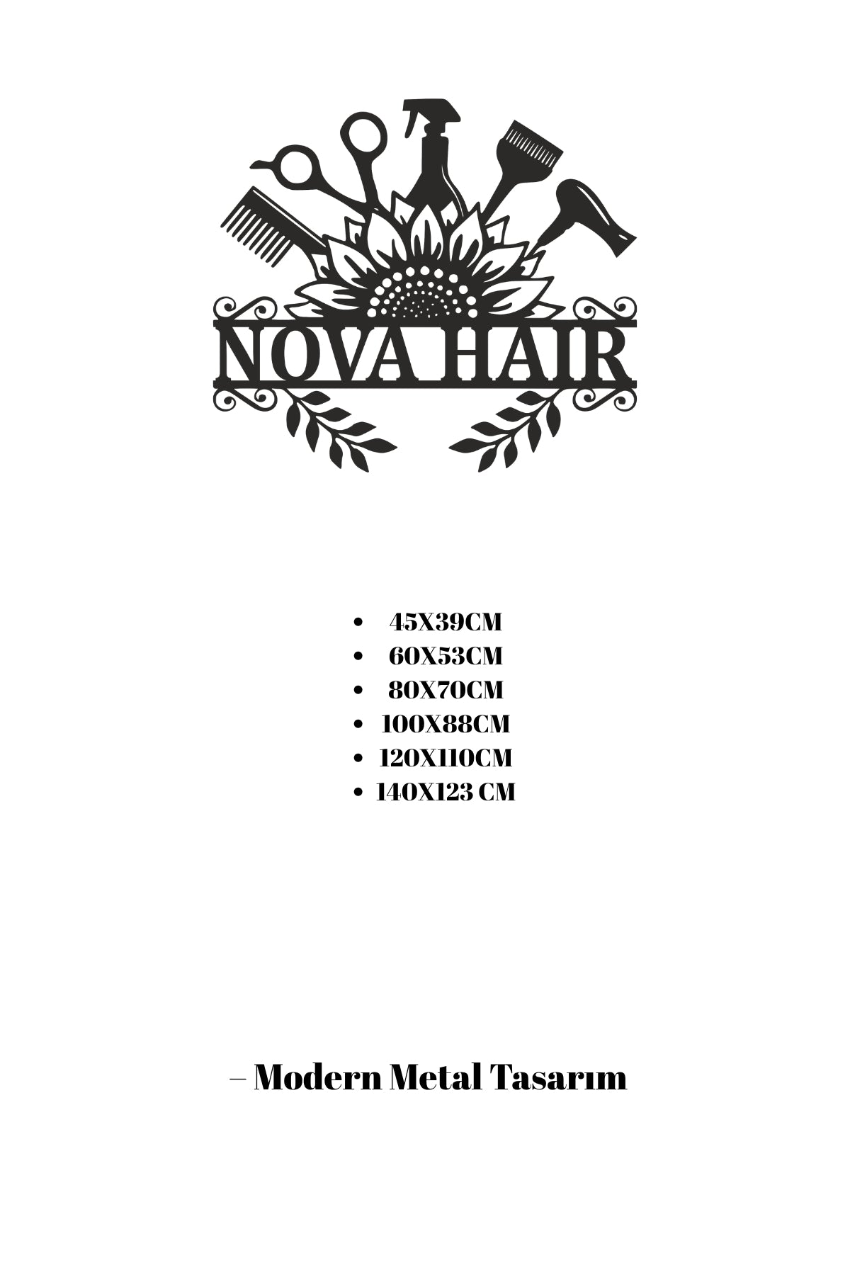 Metal Saç Tasarım Panosu – Kişiye Özel Kuaför Tabelası