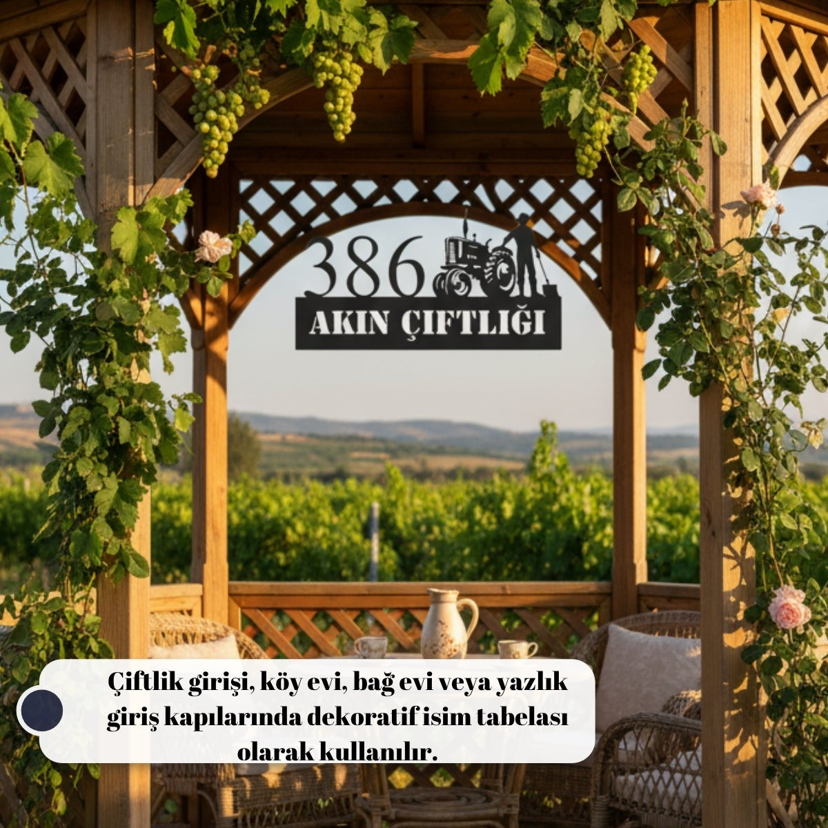 Kişiye Özel İsimli ve Çiftlik Tabelası Bağ Evi İsimliği