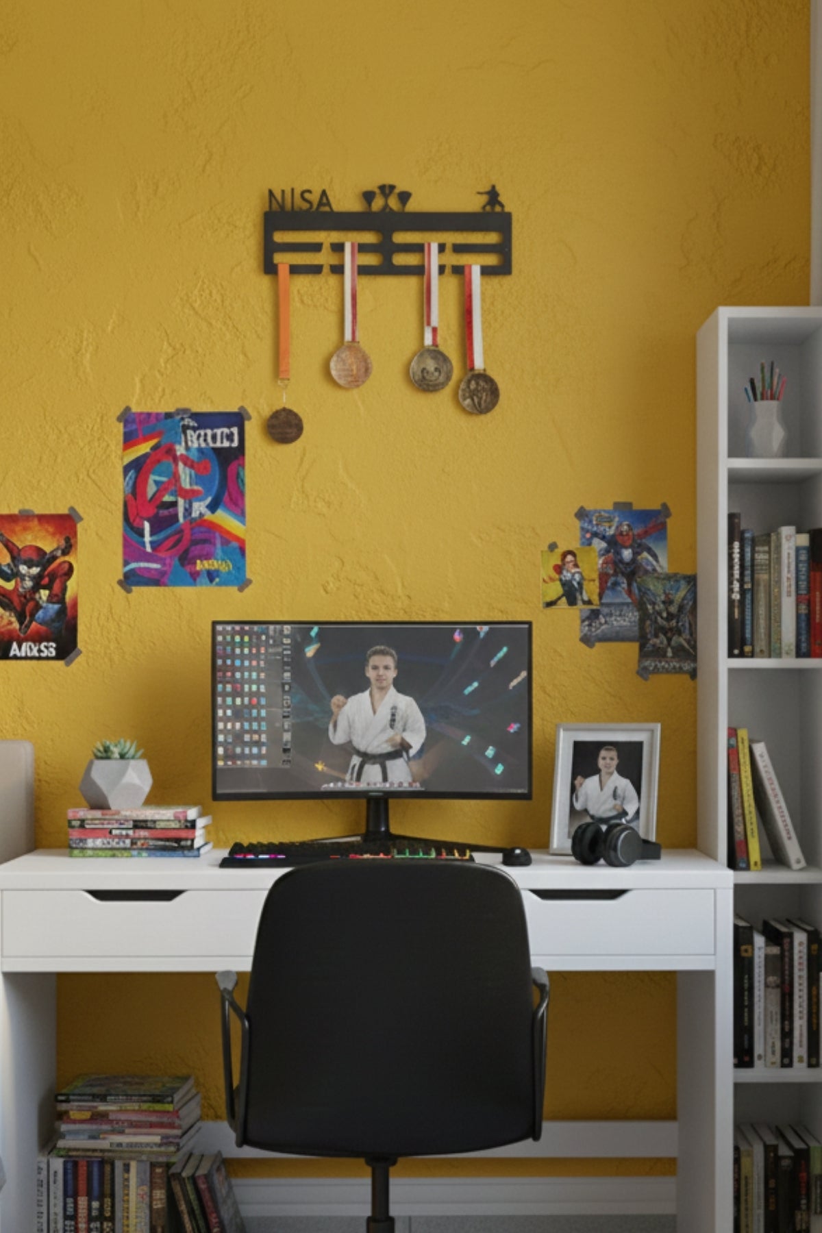 Kişiye Özel isimli Madalya Askılığı Tekvando Madalya Askısı