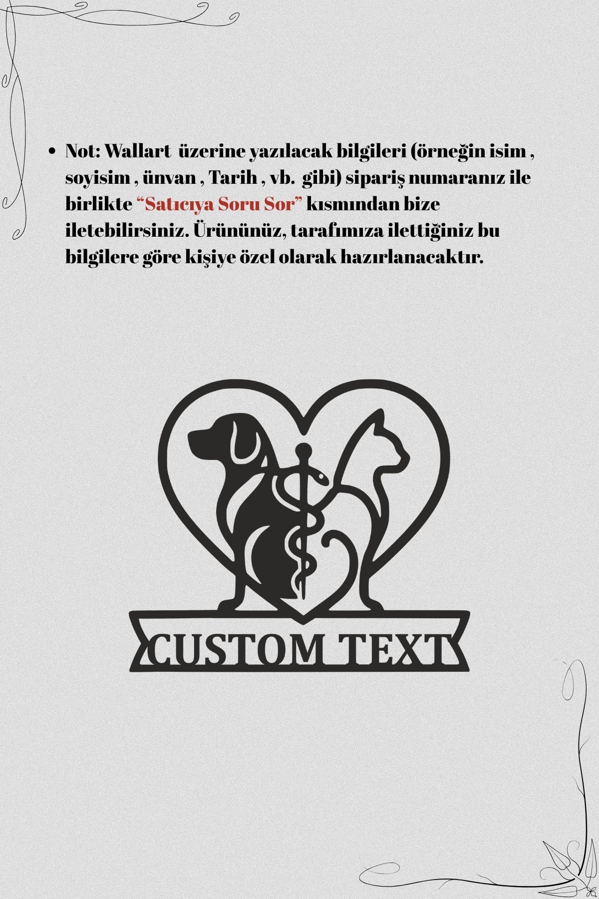 Kişiye Özel İsimli Veteriner Hekim Metal Duvar Tablosu