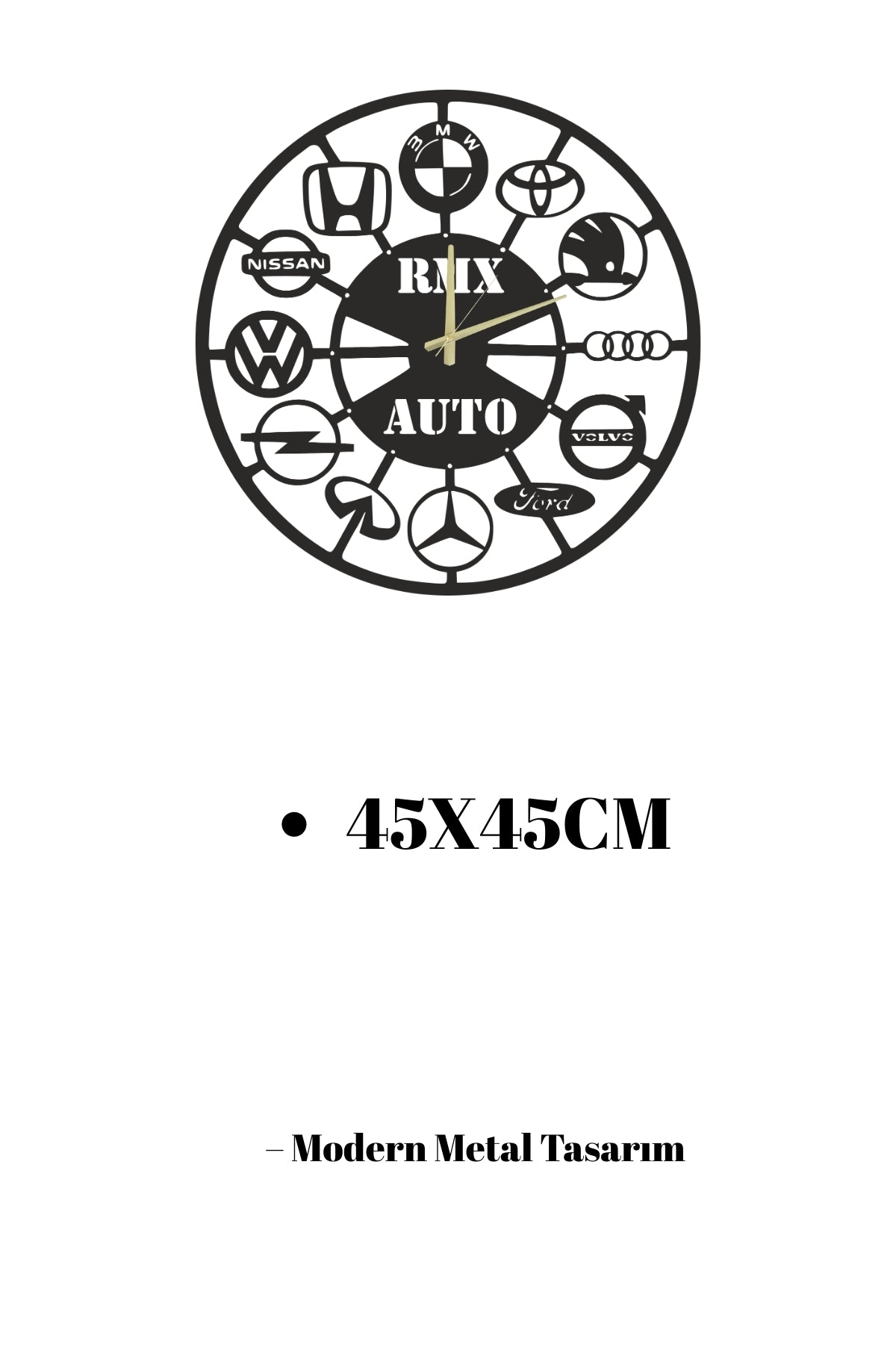 Kişiye Özel Lazer Kesim Metal Saat - Galeri ve Servis Duvar Süslemesi