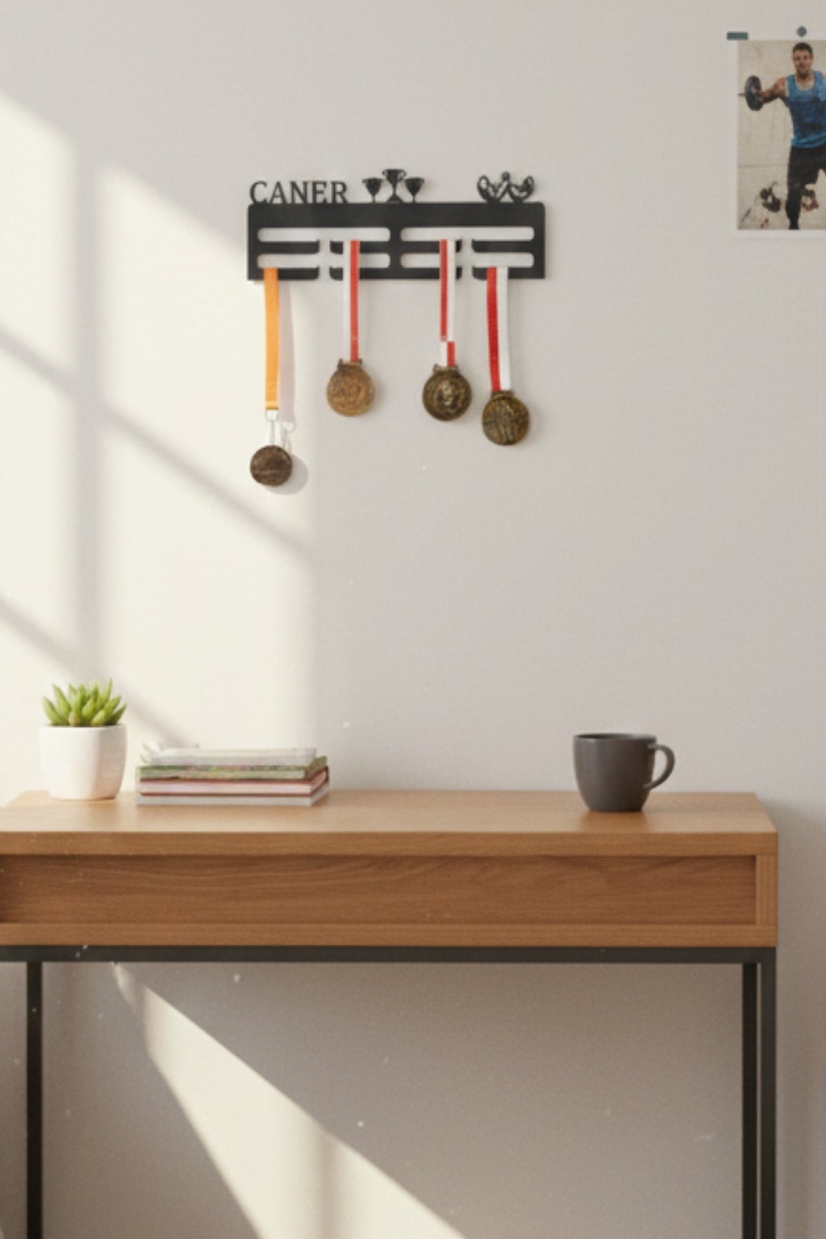 Kişiye Özel İsimli Madalya Askılığı Bilek Güreşi Madalya Askısı