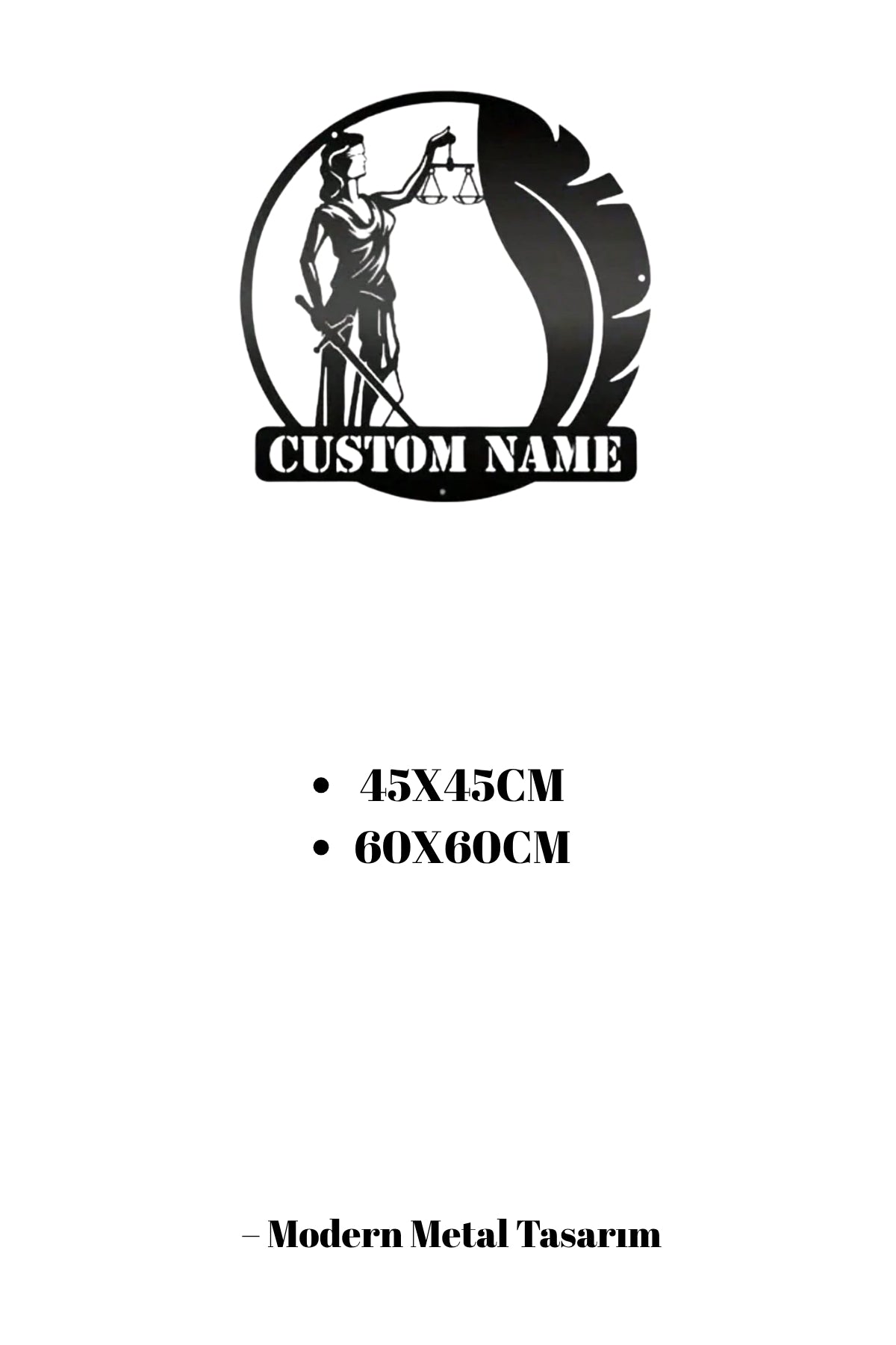 Kişiye Özel İsimli Adalet Tanrıçası Themis Metal Duvar Tablosu