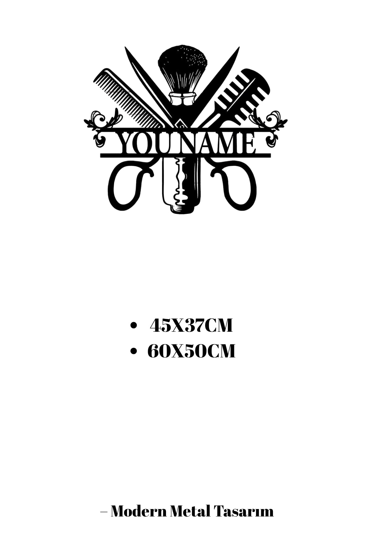 Kişiye Özel İsimli Berber ve Kuaför Metal Tabela