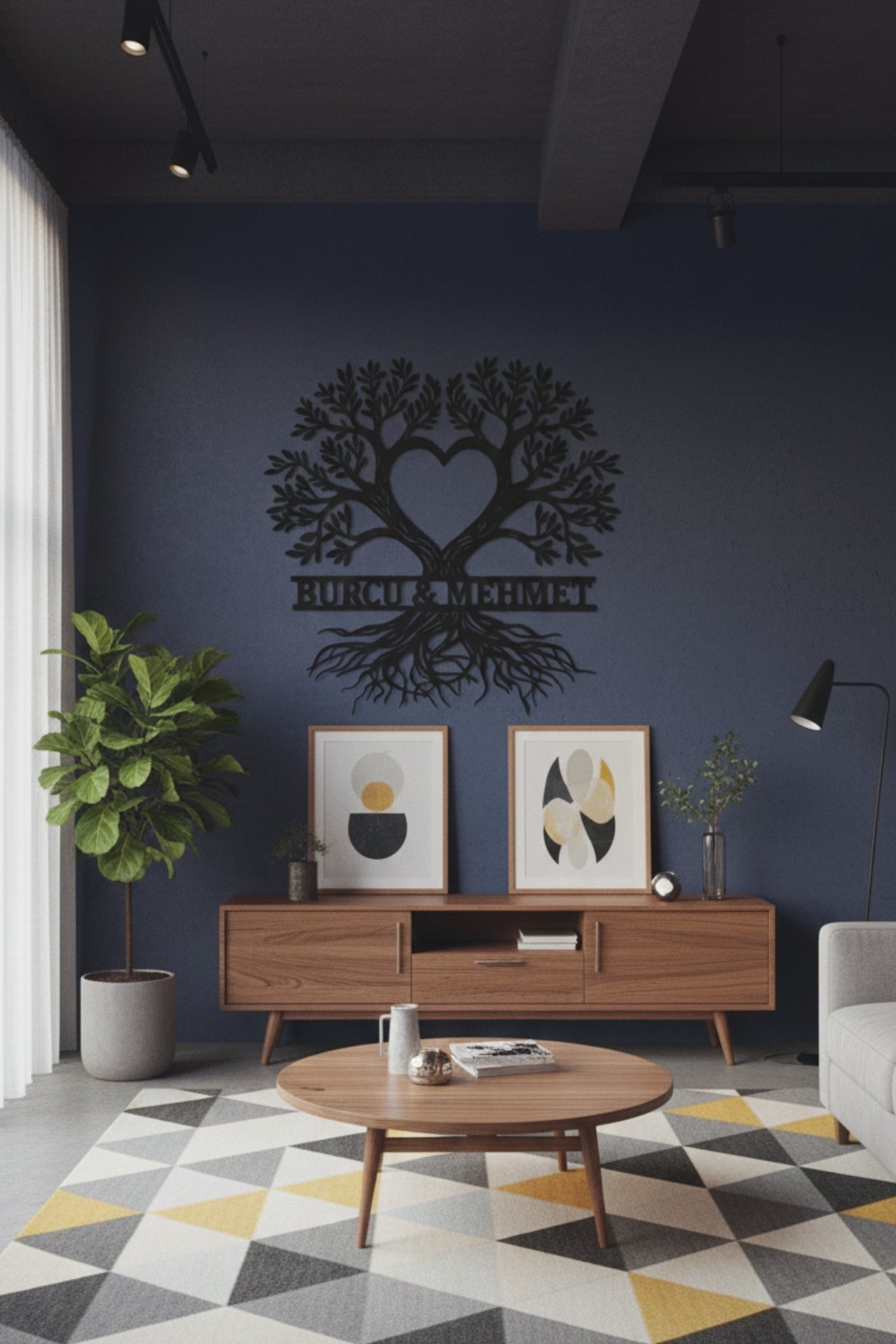 Kalpli Hayat Ağacı Kişiye Özel Metal Duvar Dekoru