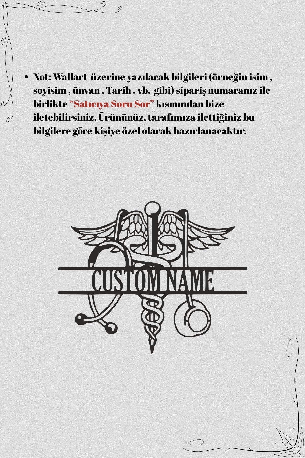 Kişiye Özel Tıp Sembolü Kadüse Ve Stetoskop Tasarımlı Duvar Tablosu