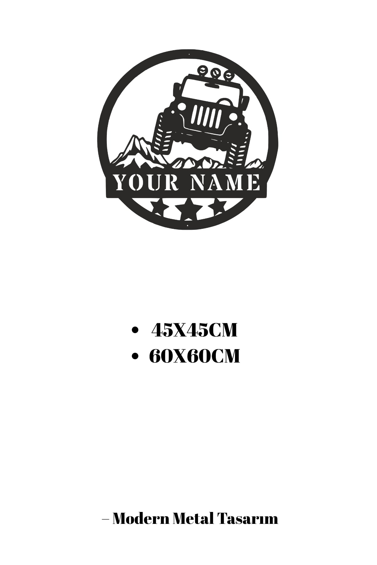 Kişiye Özel İsimli Off-Road Jeep Metal Duvar Tablosu – Arazi Tutkunlarına Özel