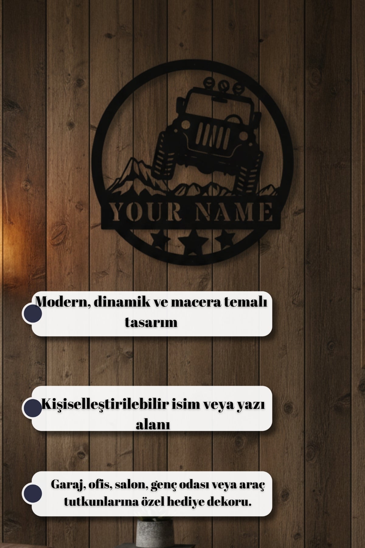 Kişiye Özel İsimli Off-Road Jeep Metal Duvar Tablosu – Arazi Tutkunlarına Özel