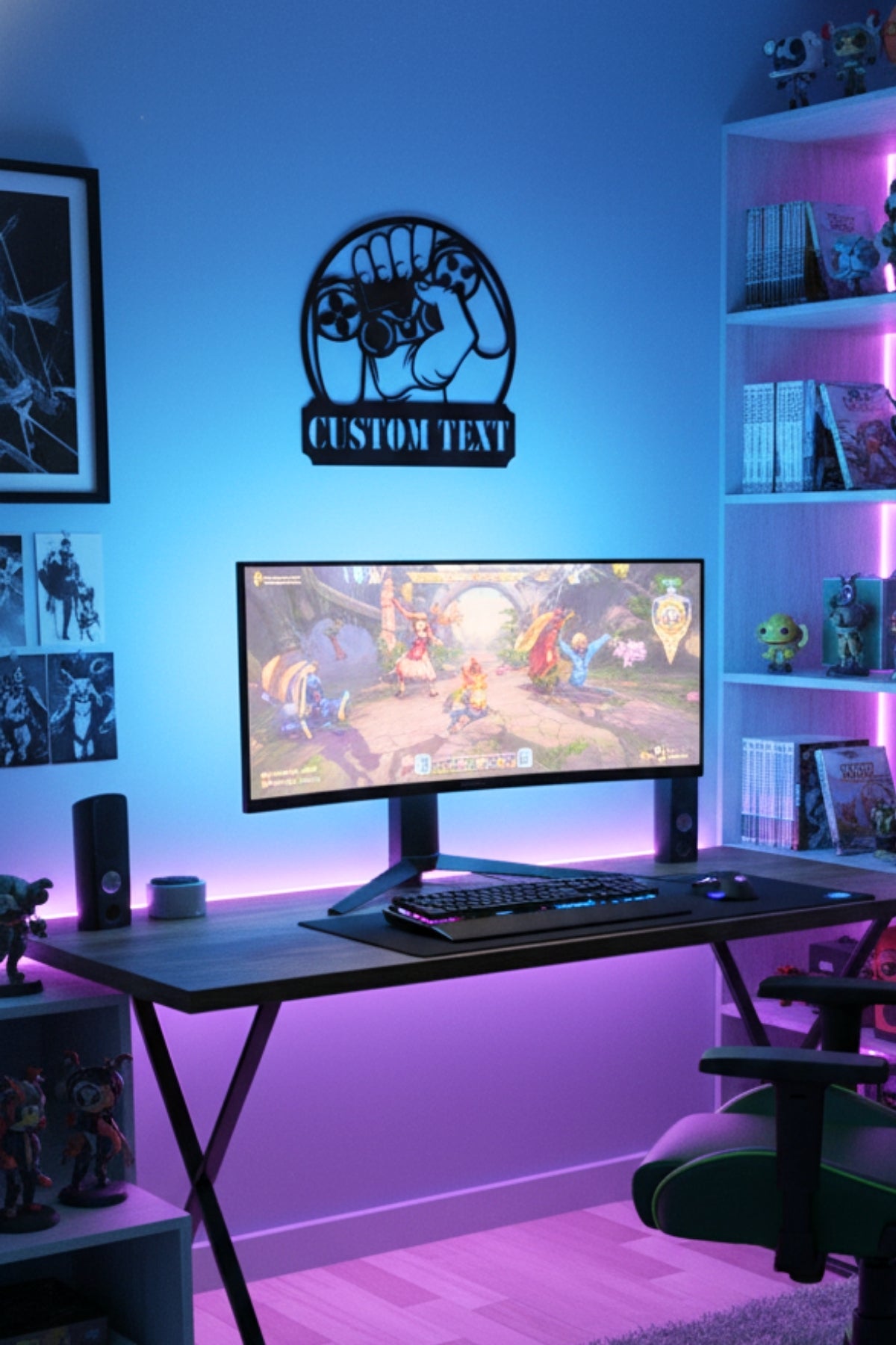 İsme Özel Joystick Temalı Metal Dekorasyon – Oyuncu Odası Aksesuarı