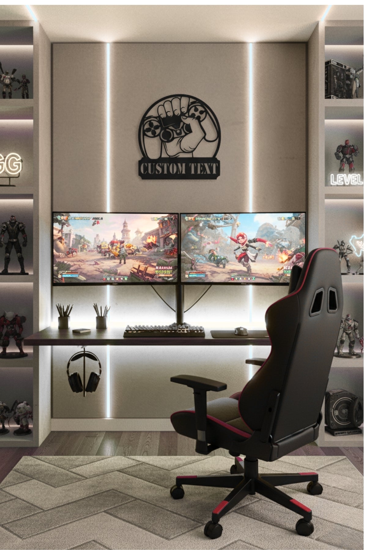 İsme Özel Joystick Temalı Metal Dekorasyon – Oyuncu Odası Aksesuarı