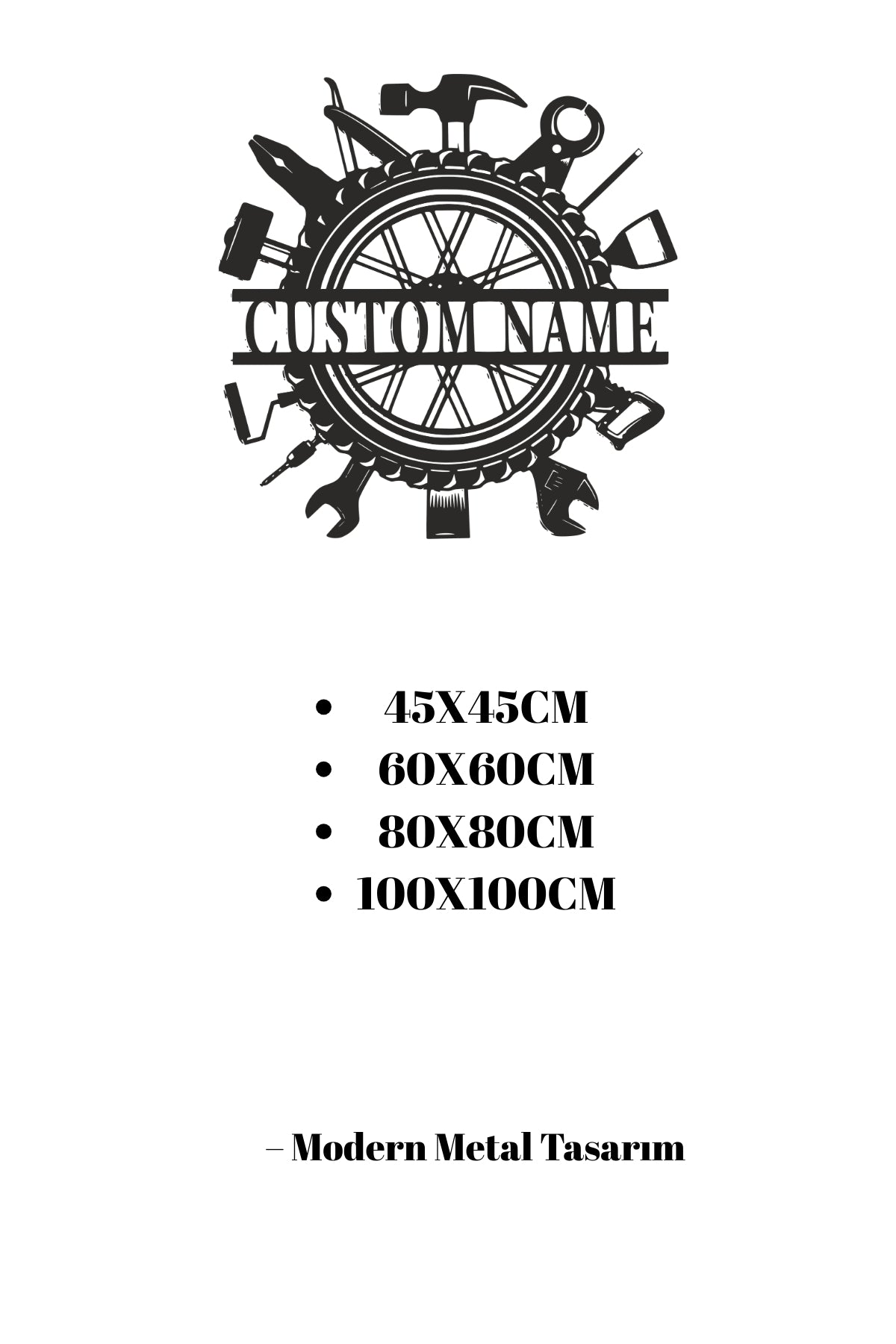 Kişiye Özel Metal Tamirhane Tabelası – Atölye ve Garaj Duvar Dekoru