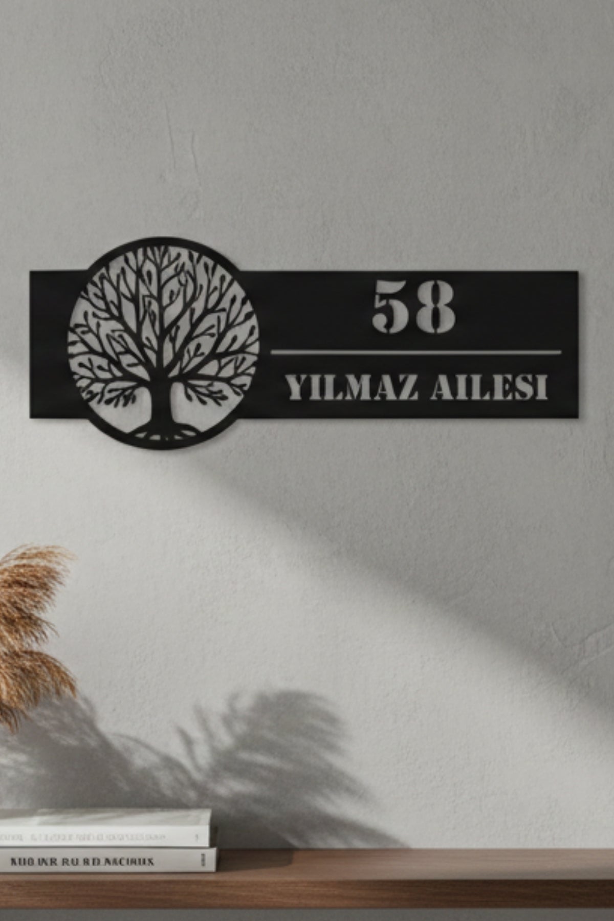 Hayat Ağacı Temalı Kişiye Özel Metal Adres Tabelası