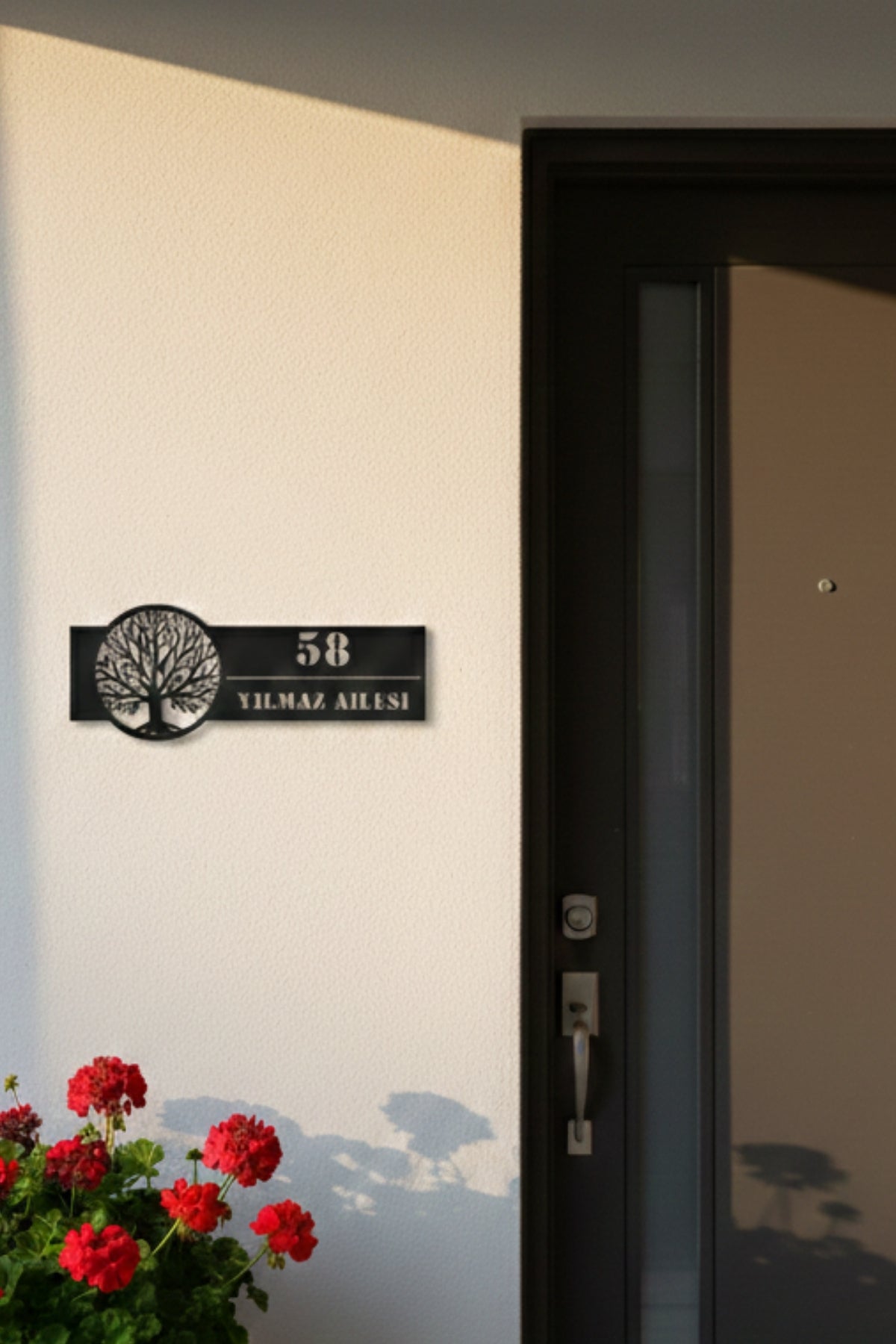 Hayat Ağacı Temalı Kişiye Özel Metal Adres Tabelası