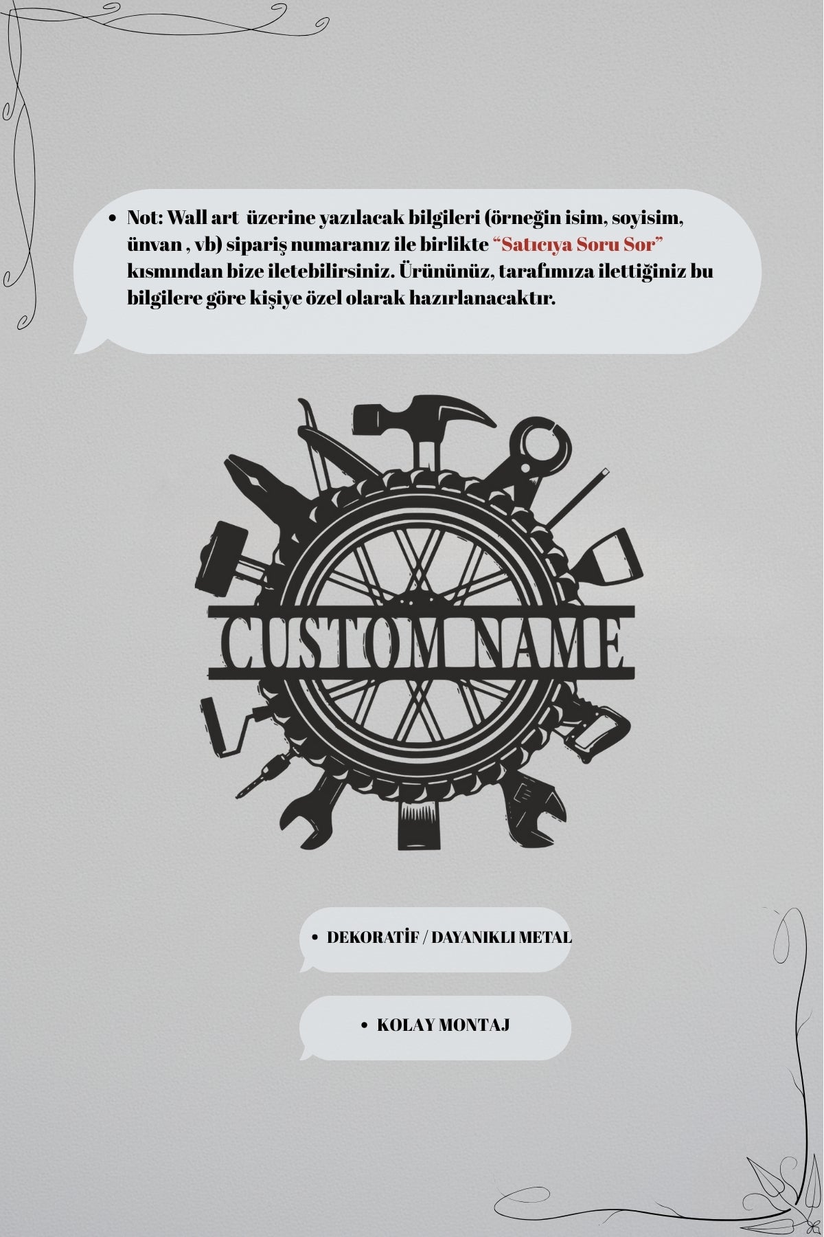 Kişiye Özel Metal Tamirhane Tabelası – Atölye ve Garaj Duvar Dekoru