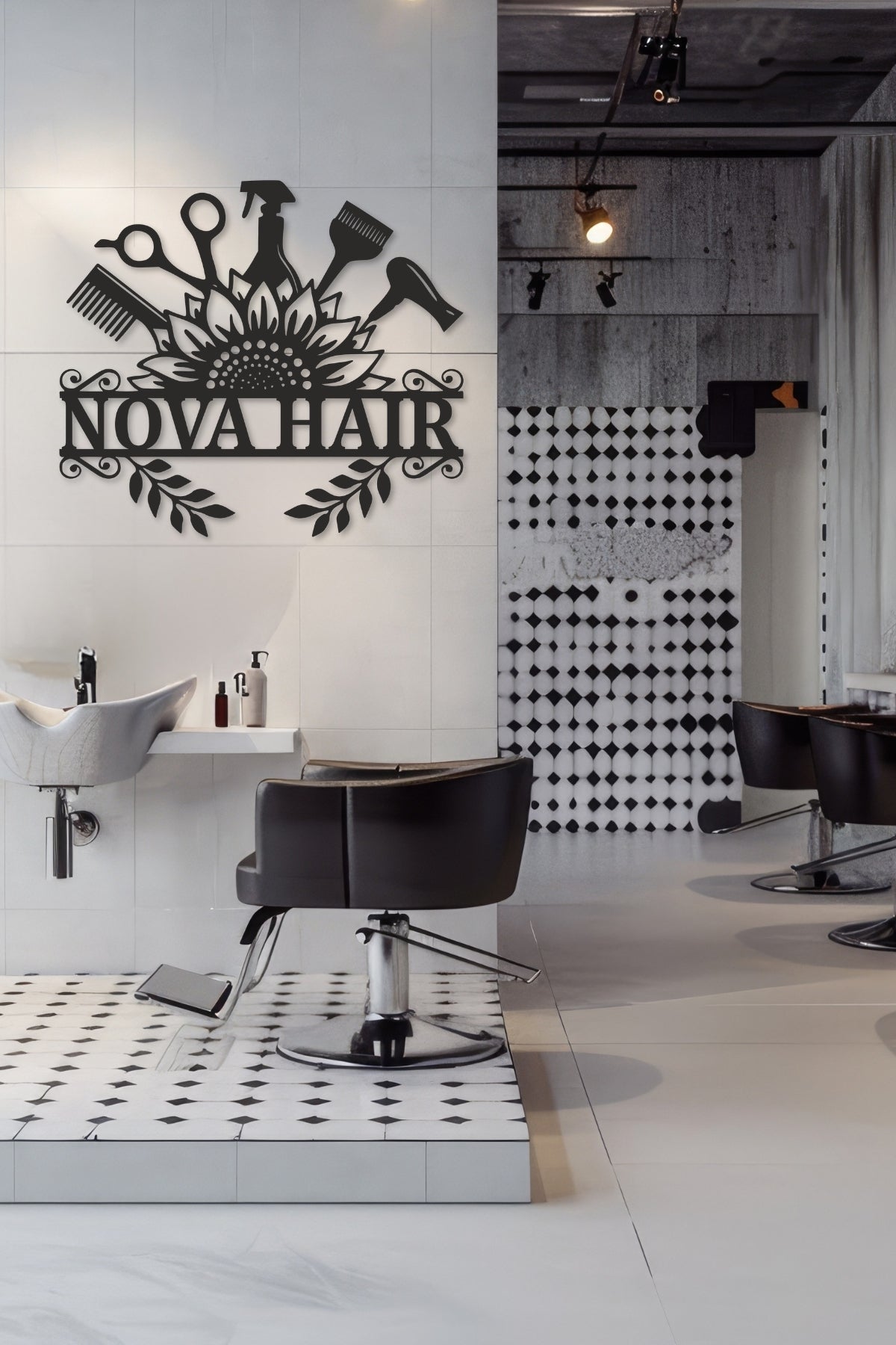 Metal Saç Tasarım Panosu – Kişiye Özel Kuaför Tabelası