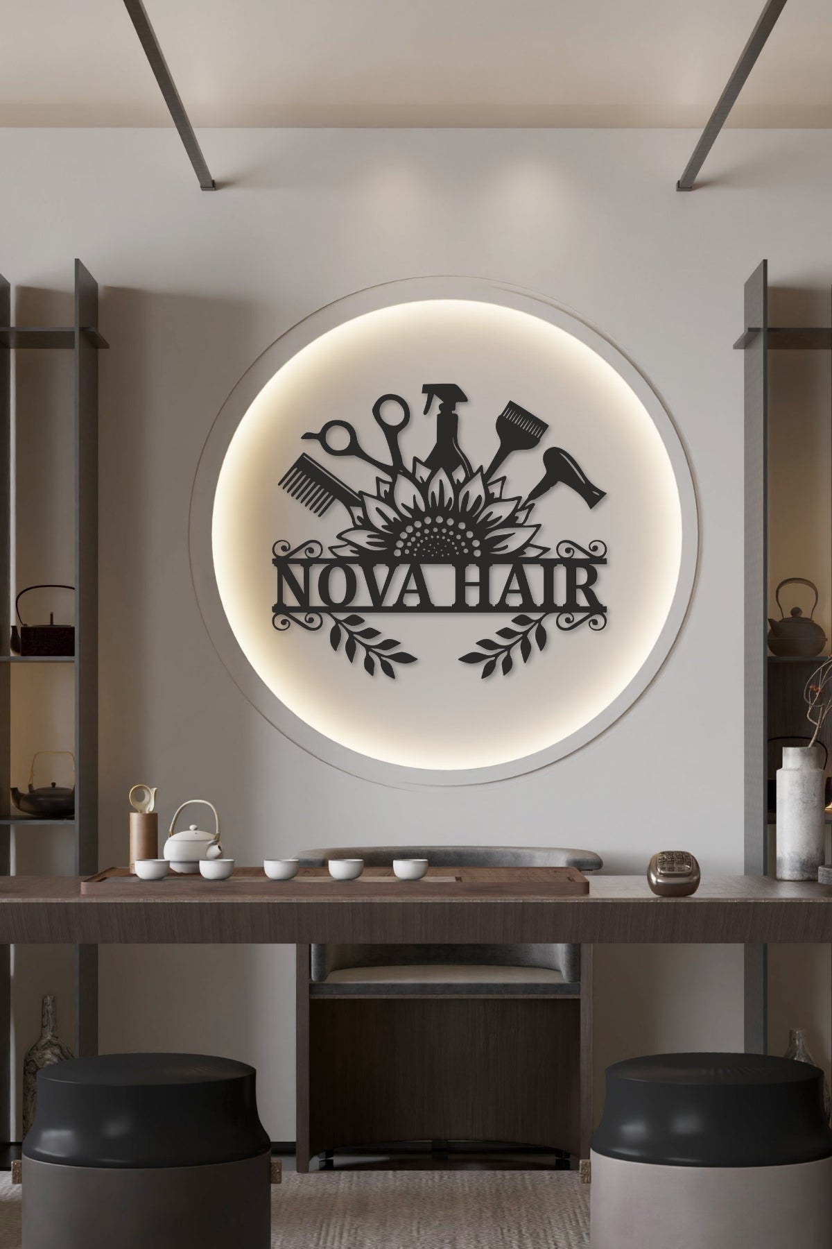 Metal Saç Tasarım Panosu – Kişiye Özel Kuaför Tabelası