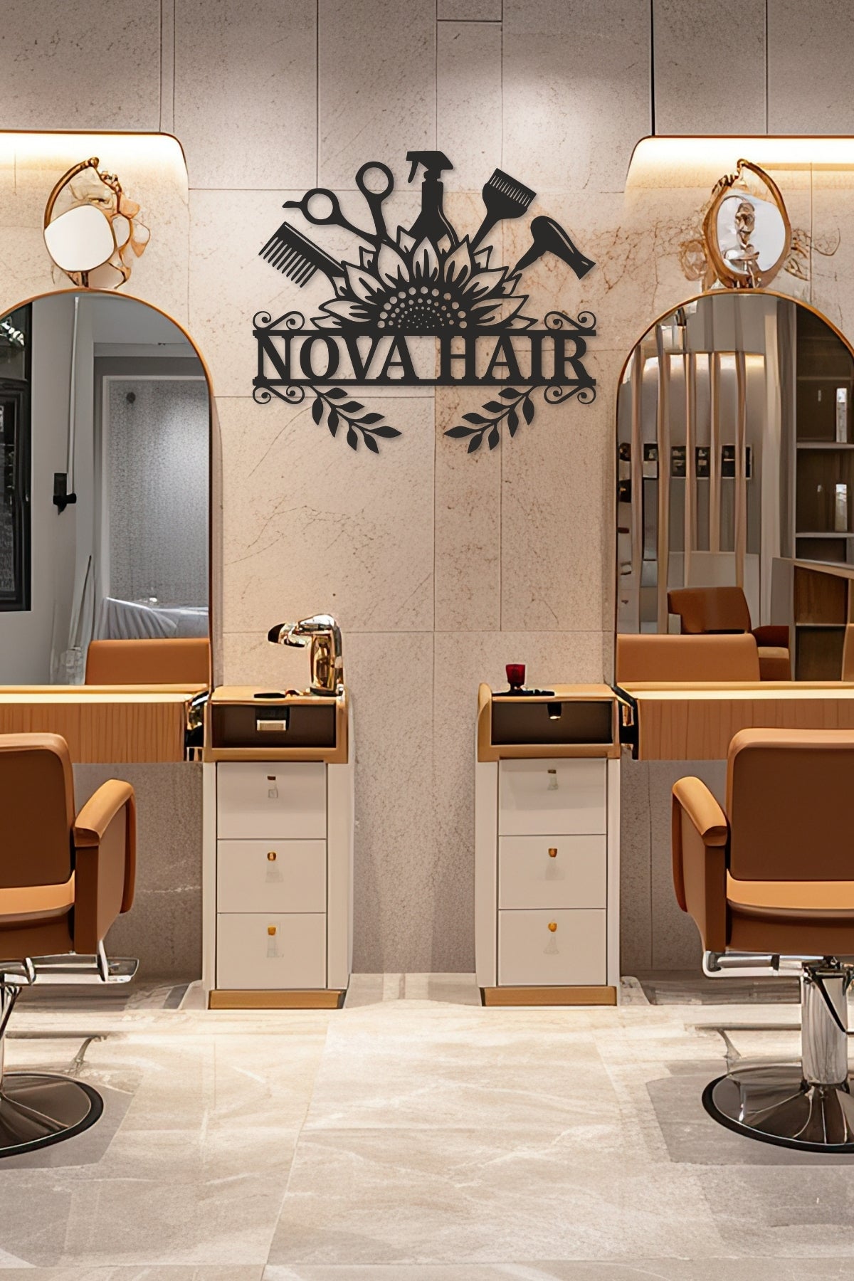 Metal Saç Tasarım Panosu – Kişiye Özel Kuaför Tabelası