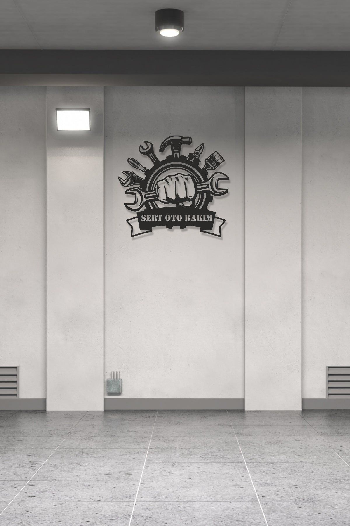 Kişiye Özel Metal Oto Servis Tabelası - Lazer Kesim Duvar Dekoru