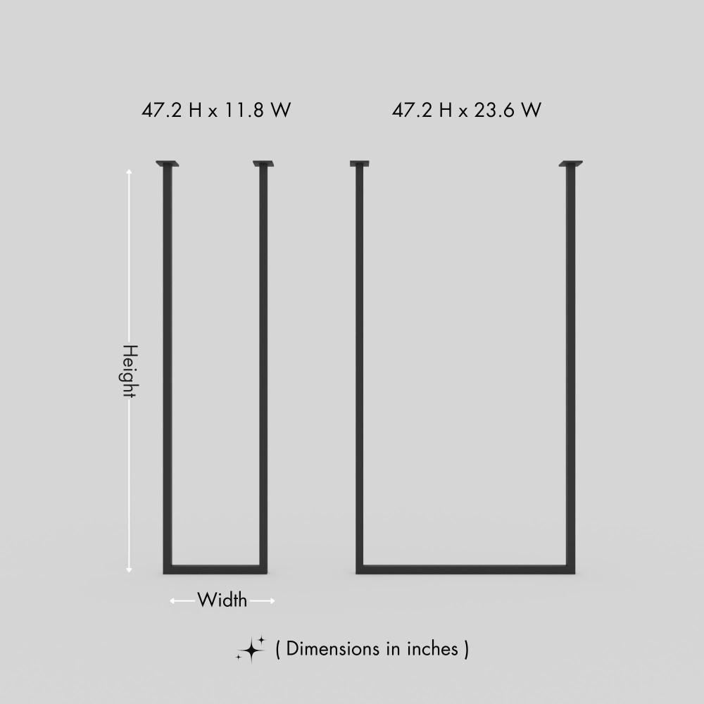 Dimensions of ceiling-mounted towel racks with height and width measurements displayed for two size options.