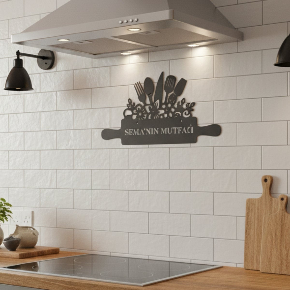 Ürün üzerine yazılacak isim veya "Mutfagi" gibi özel metin bilgilerinin satıcıya soru sor kısmından iletilmesi gerektiğini açıklayan bilgilendirme görseli.