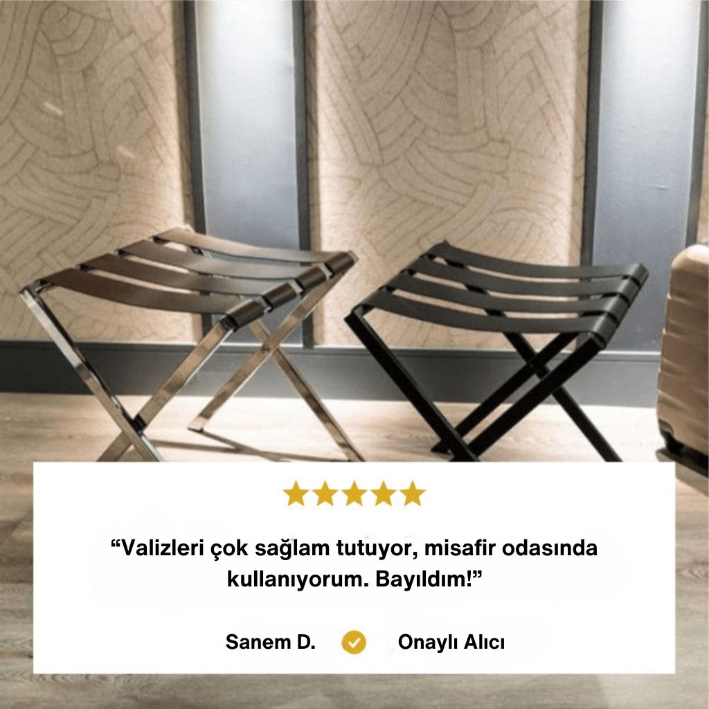 Katlanır metal bavul standı – sağlam ve modern tasarım, misafir odası kullanımı için ideal