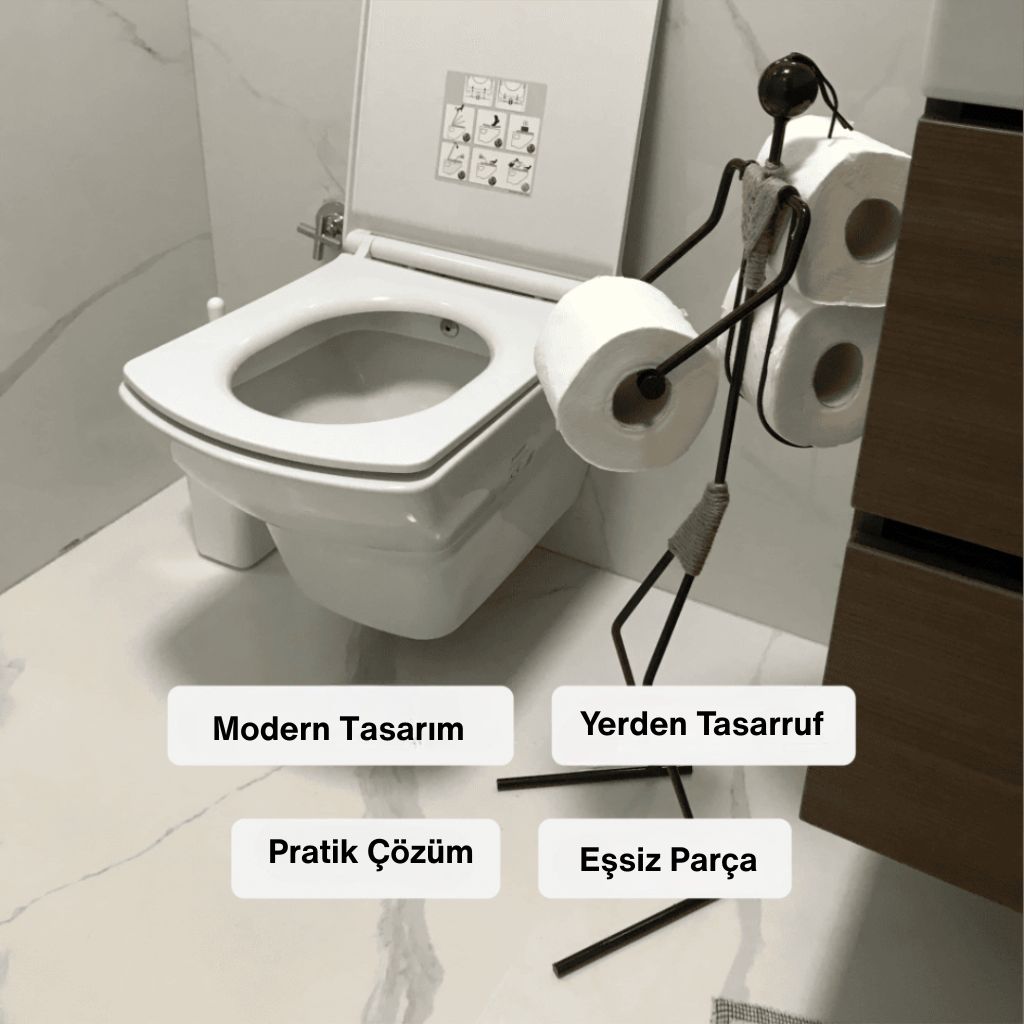 Modern tasarımlı metal tuvalet kağıtlığı, şık ve işlevsel banyo aksesuarı