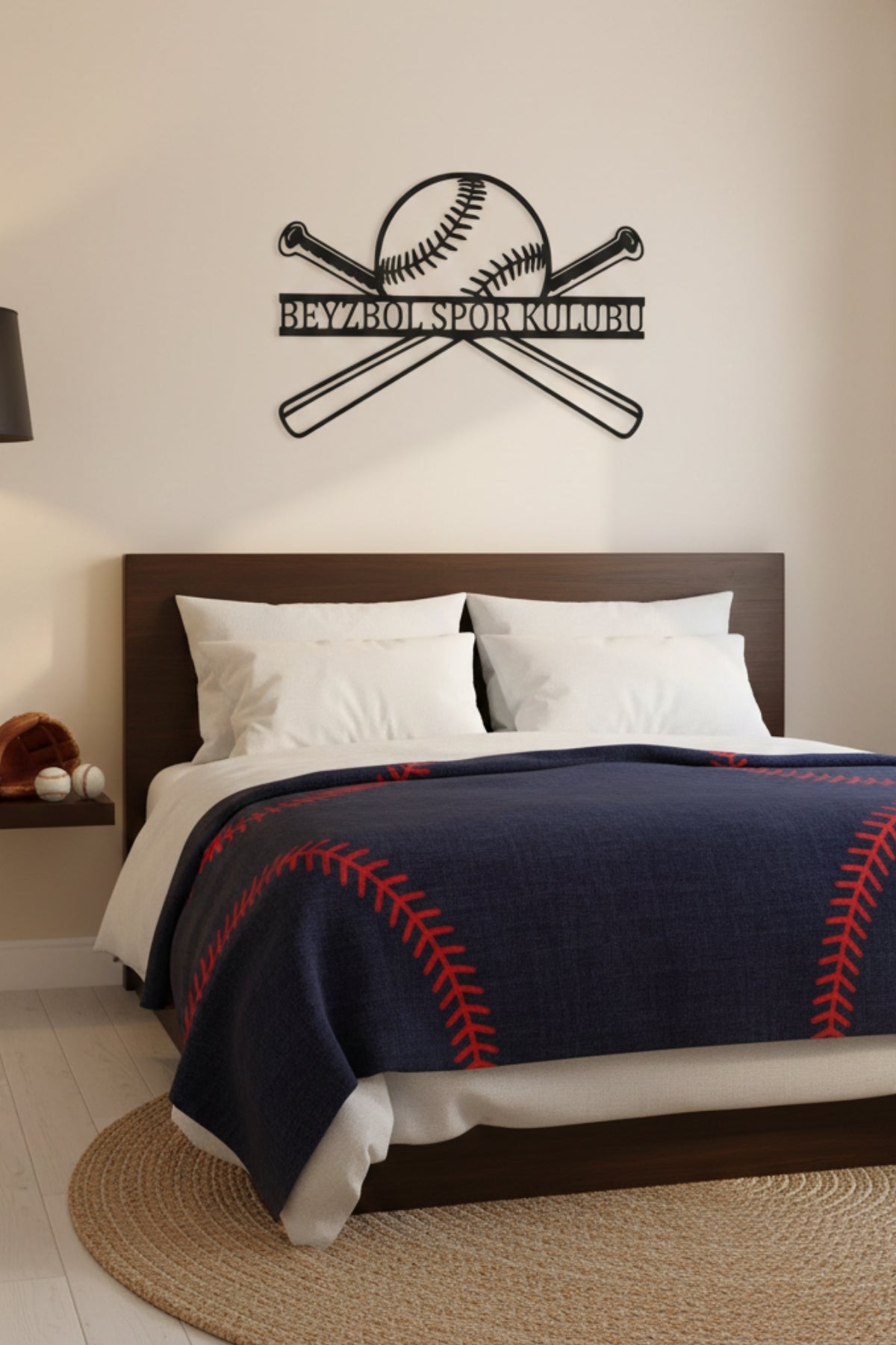 Beyzbol Temalı Kişiye Özel Metal Duvar Dekoru ve İsimlik
