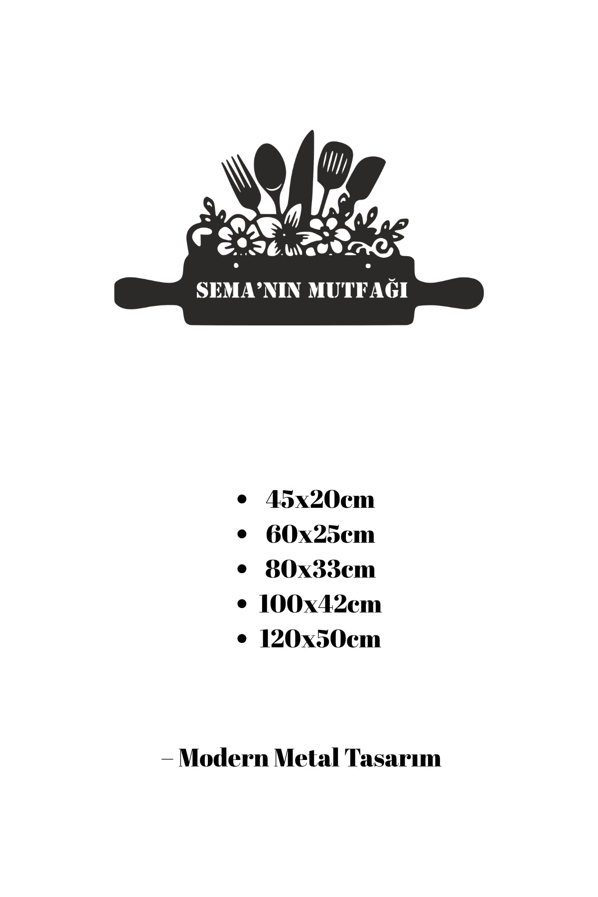 Kişiye Özel İsimli Mutfak Metal Duvar Tablosu