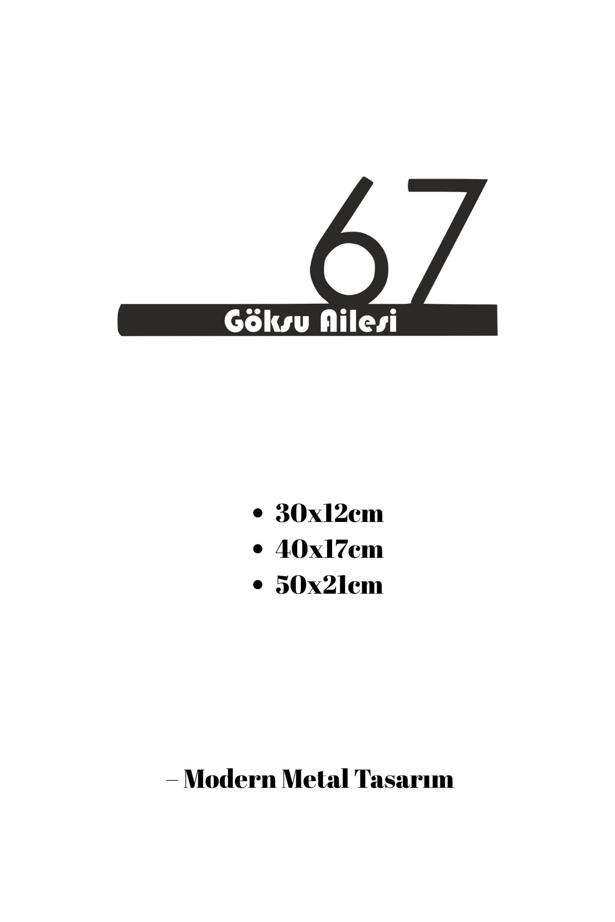 Metal Tasarım Kişiye Özel Kapı Numarası ve Aile İsmi Tabelası