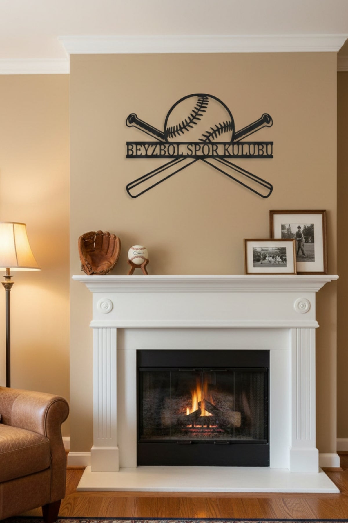 Beyzbol Temalı Kişiye Özel Metal Duvar Dekoru ve İsimlik