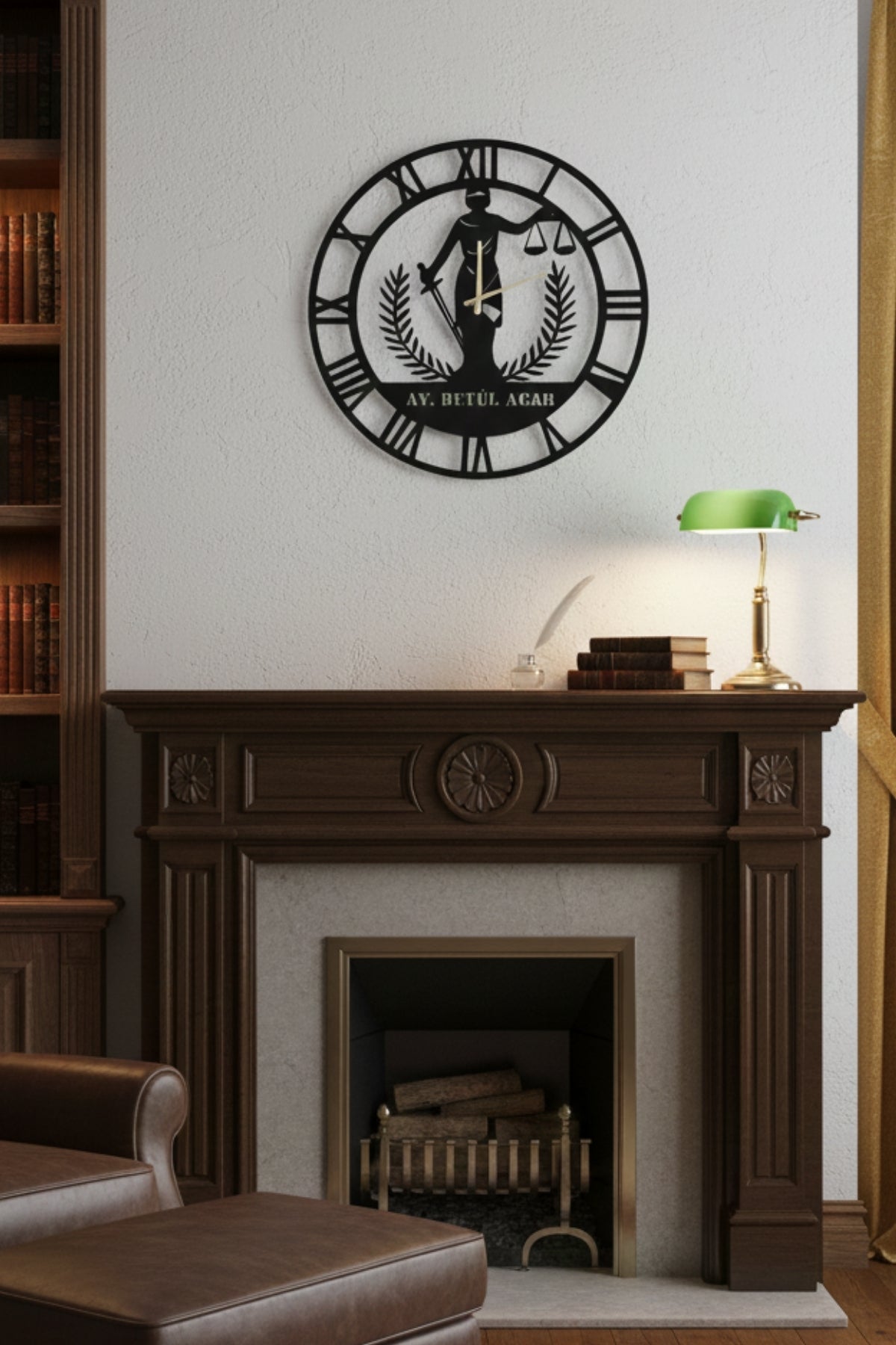 Avukatlara Özel İsimli Metal Duvar Saati – Kişiye Özel Hukukçu Dekoru