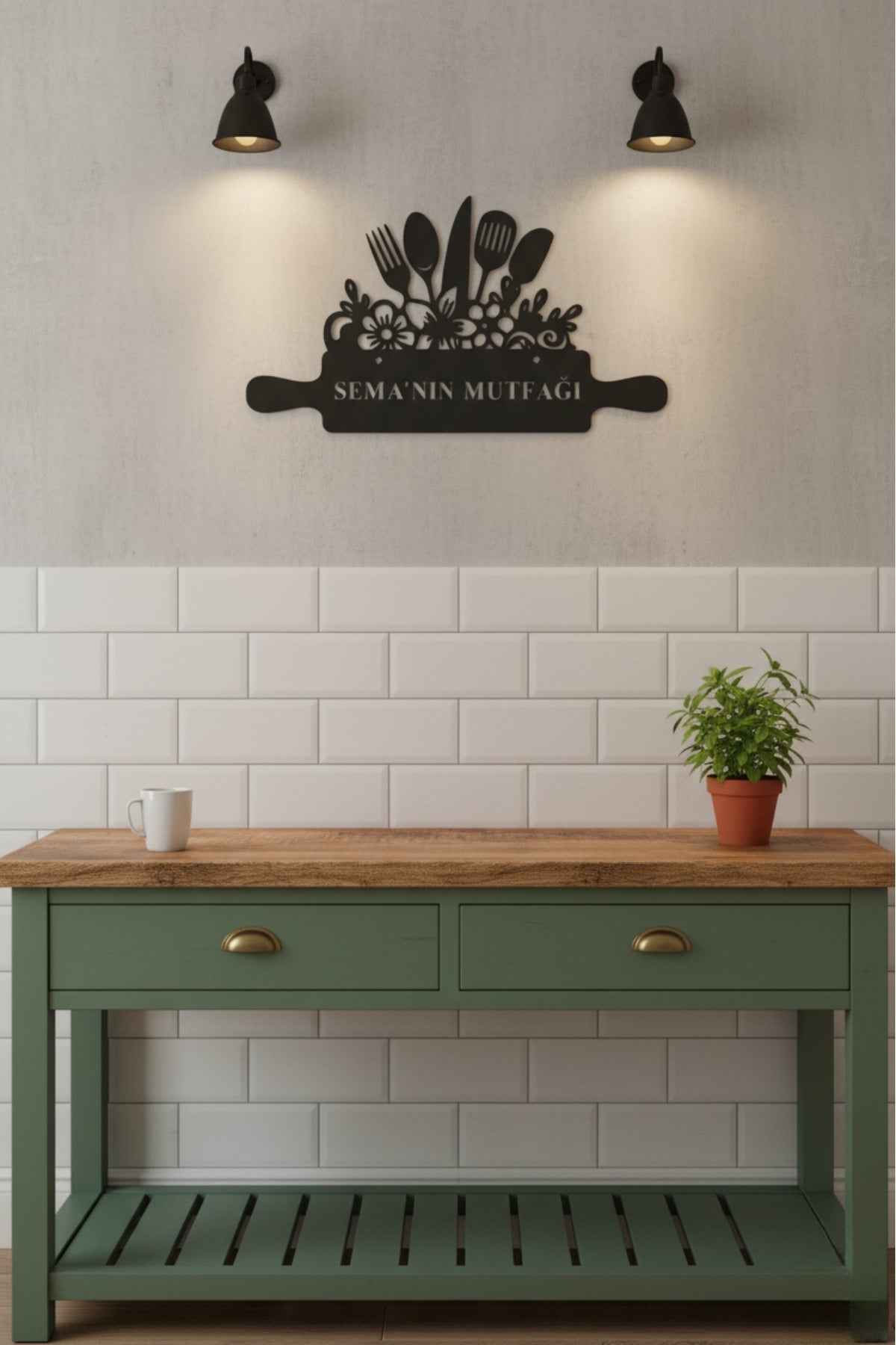 Kişiye Özel İsimli Mutfak Metal Duvar Tablosu