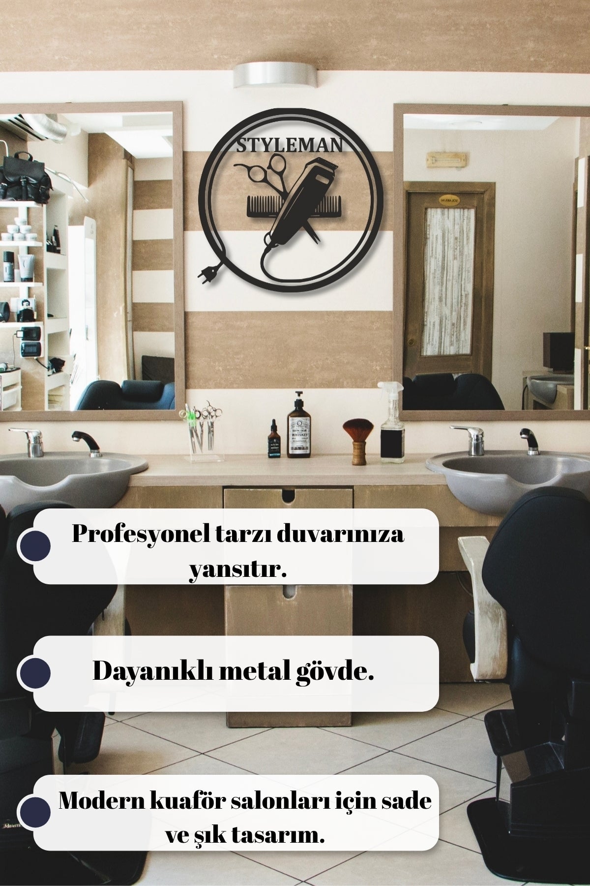 Kişiye Özel Berber & Kuaför Salonu Metal Tabela