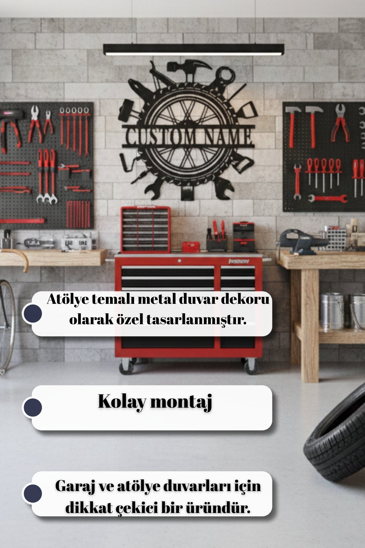 Kişiye Özel Metal Tamirhane Tabelası – Atölye ve Garaj Duvar Dekoru