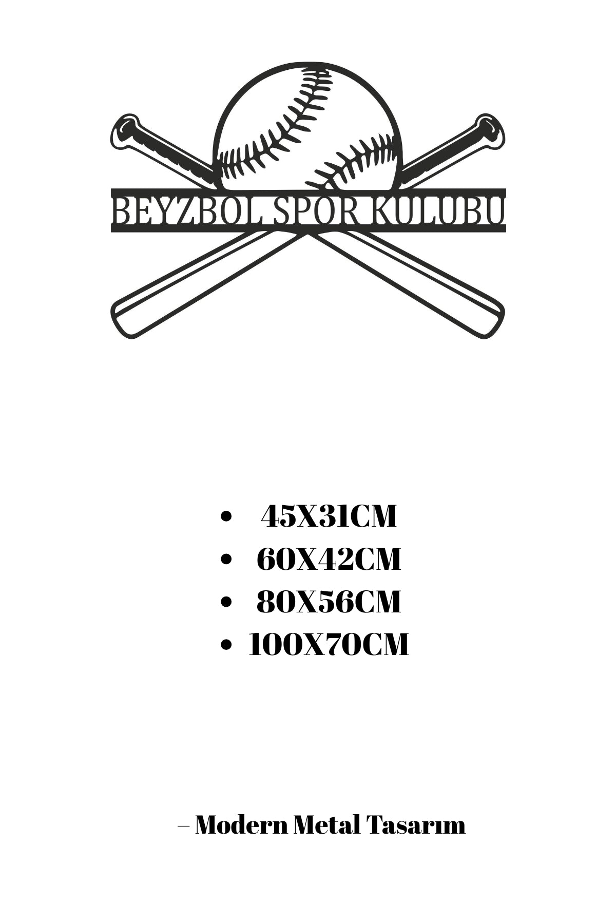 Beyzbol Temalı Kişiye Özel Metal Duvar Dekoru ve İsimlik