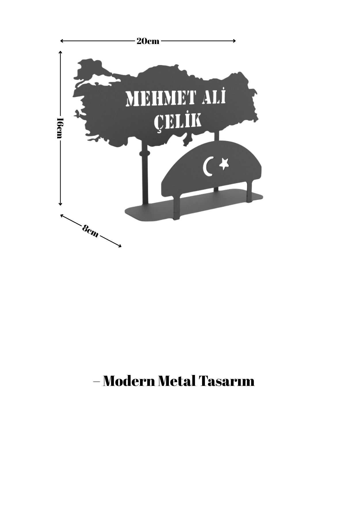 Kişiye Özel Ofis Dekoru Türkiye Haritası ve Bayrak Temalı Masa İsimliği