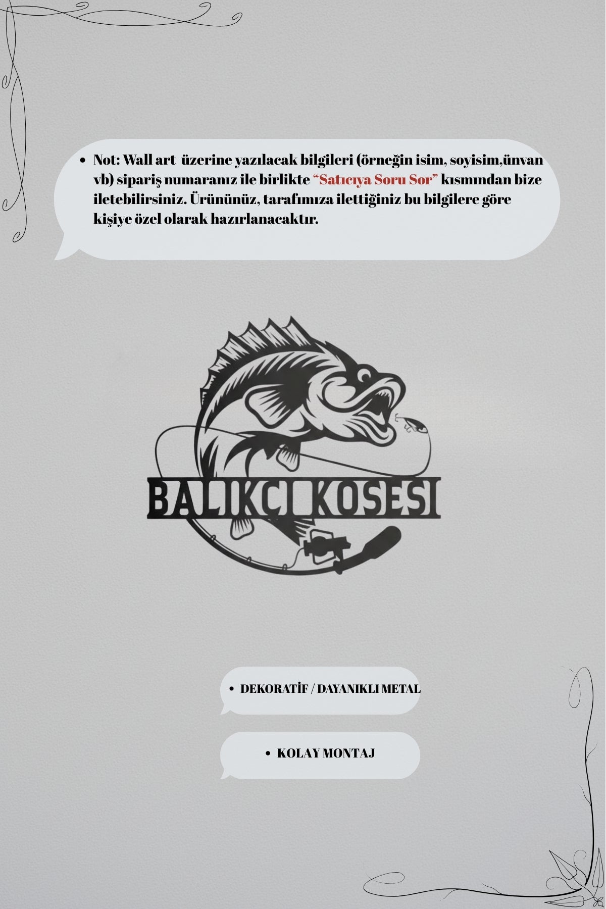 Kişiye Özel Lazer Kesim Metal Balıkçı Tabelası