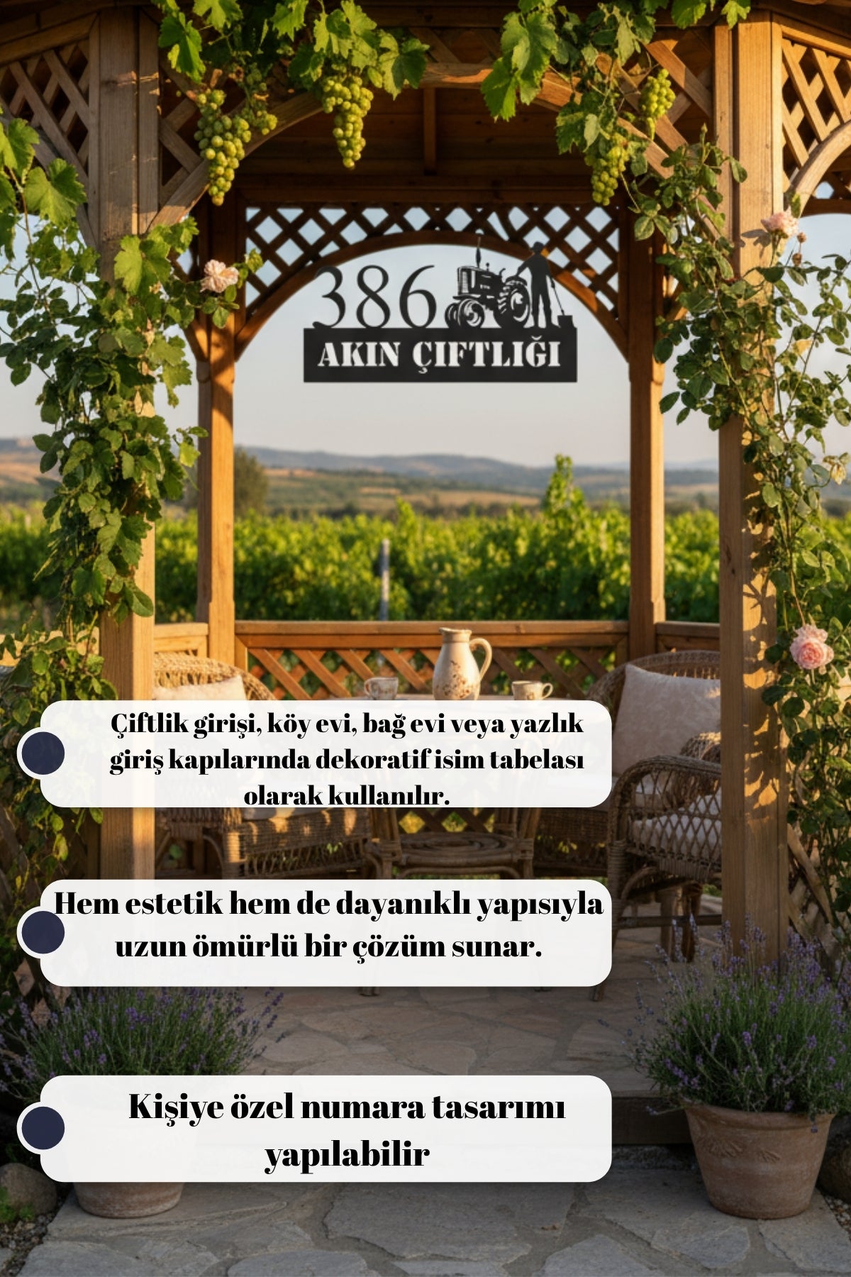 Kişiye Özel İsimli ve Çiftlik Tabelası Bağ Evi İsimliği