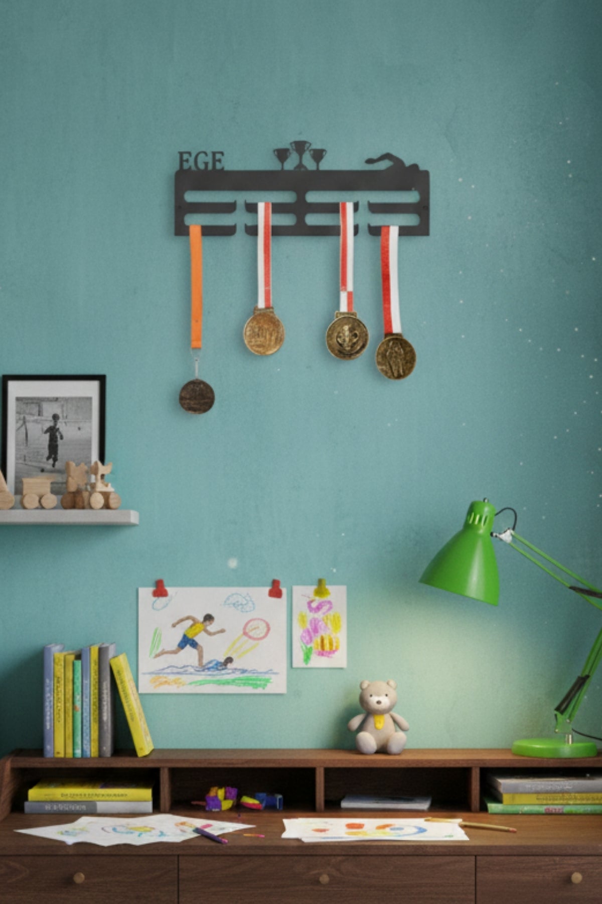 Kişiye Özel İsimli Madalya Askılığı Yüzme Madalya Askısı