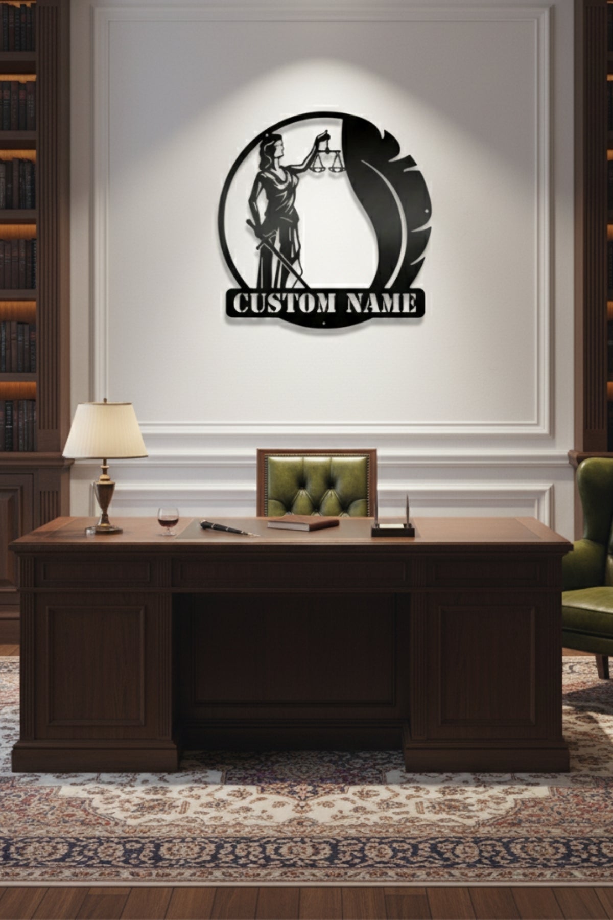 Kişiye Özel İsimli Adalet Tanrıçası Themis Metal Duvar Tablosu