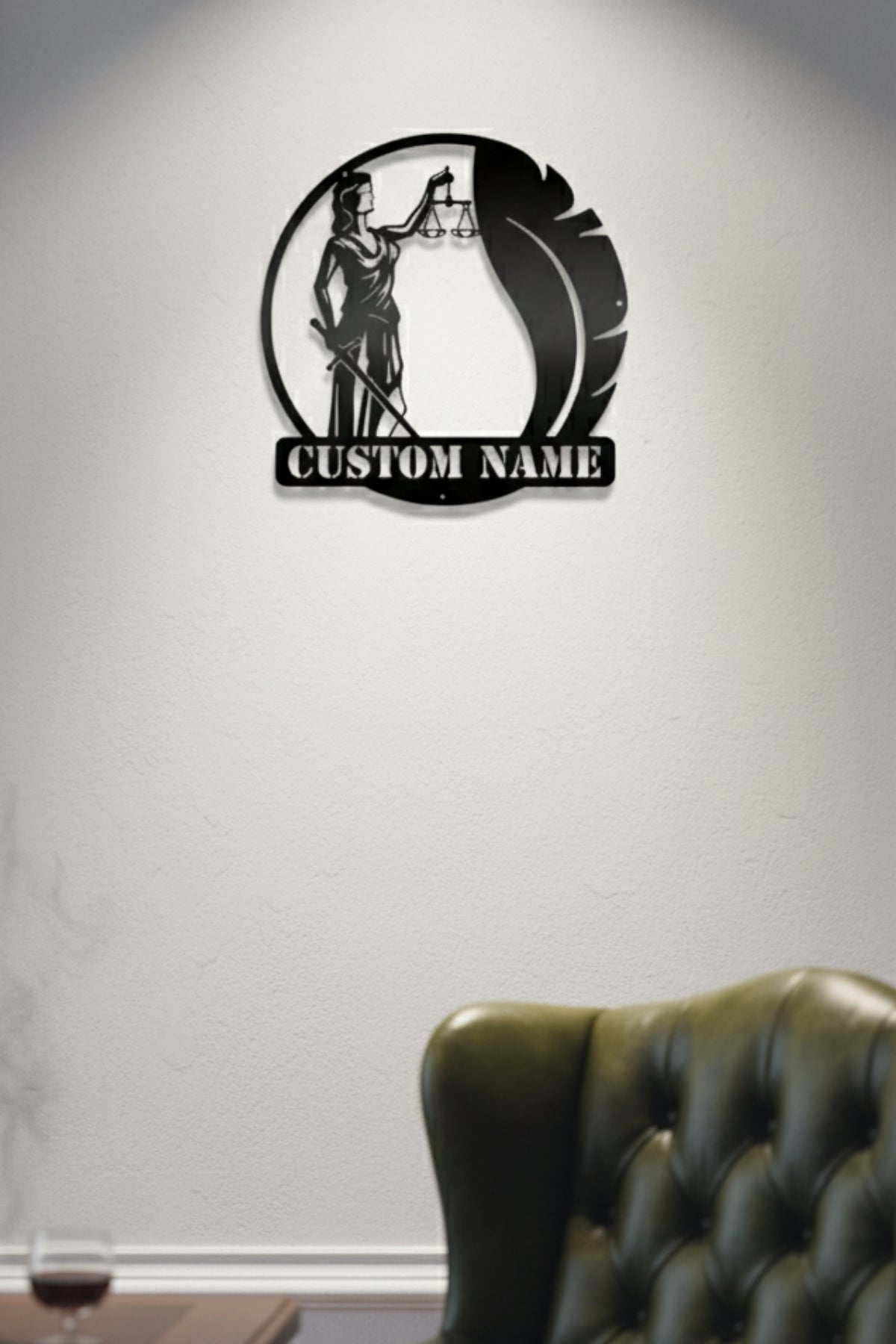 Kişiye Özel İsimli Adalet Tanrıçası Themis Metal Duvar Tablosu